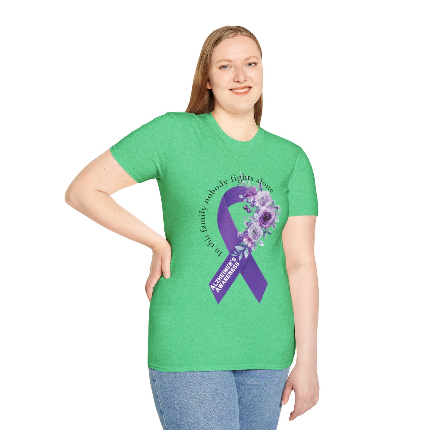 Nobody fights alone Alzheimer's Awareness - Unisex Softstyle T-Shirt