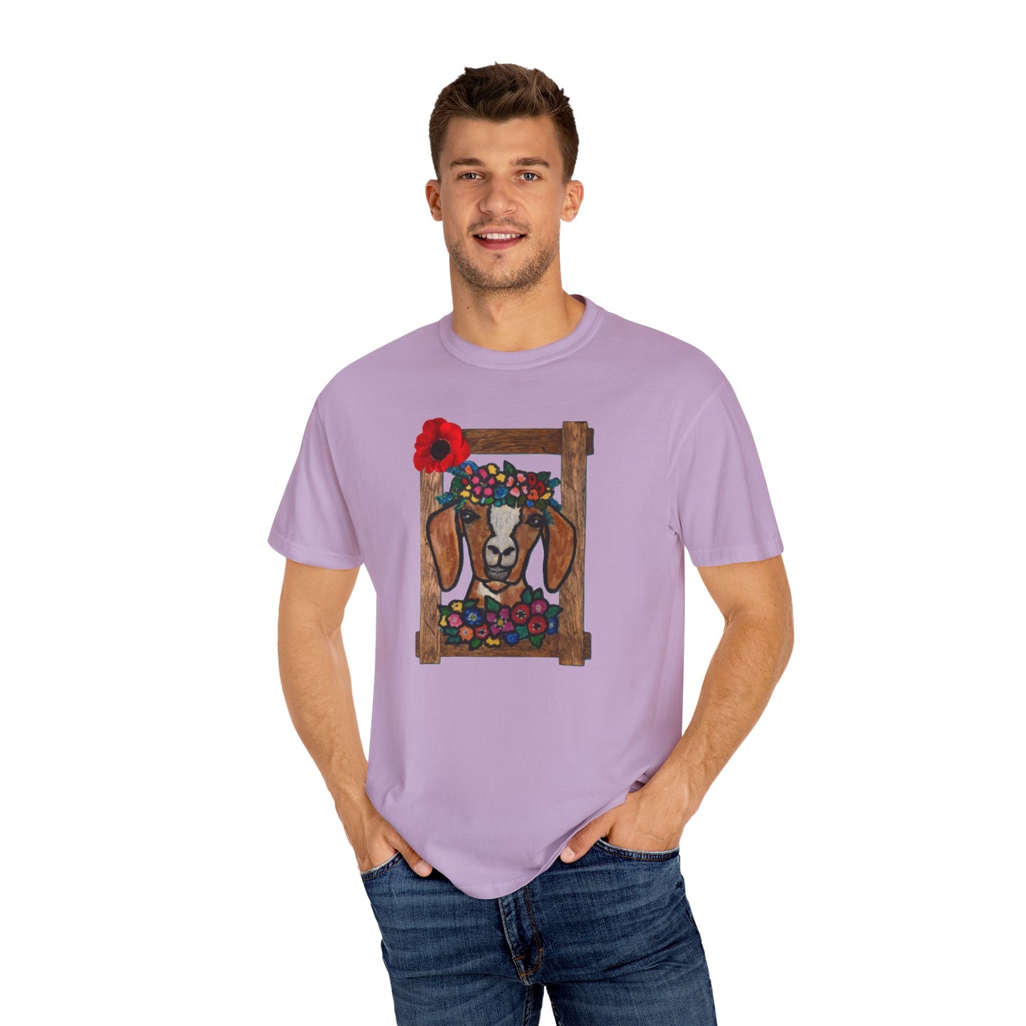 Floral Goat Unisex T-Shirt - Cute Farm Animal Graphic Tee