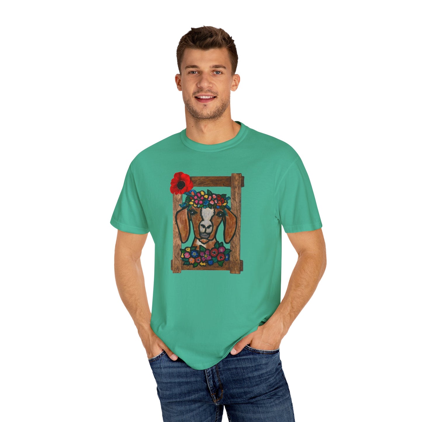 Floral Goat Unisex T-Shirt - Cute Farm Animal Graphic Tee