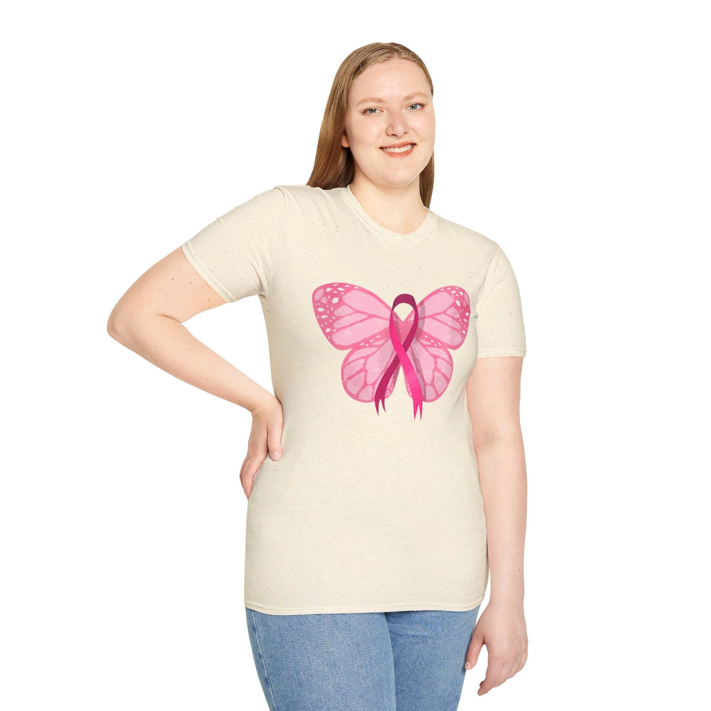 Breast Cancer Butterfly - Unisex Softstyle T-Shirt