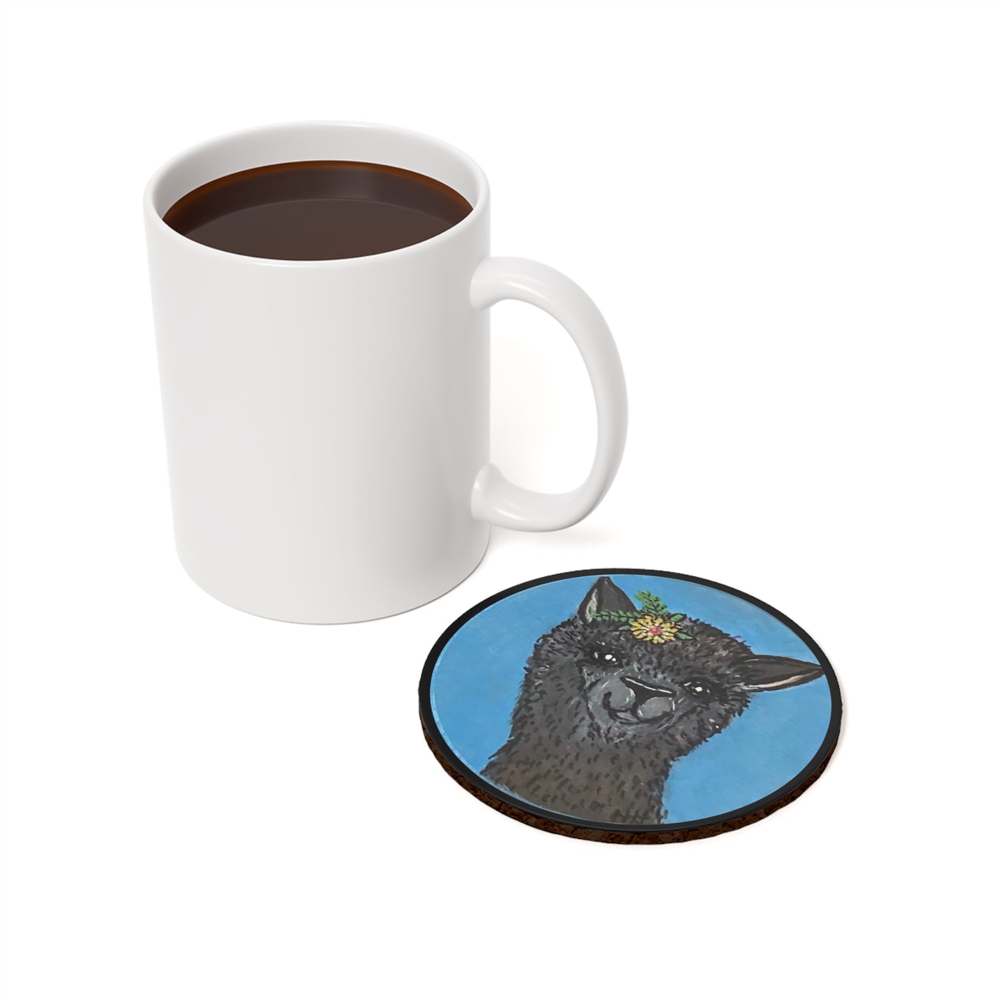 Llama Black - Cork Back Coaster