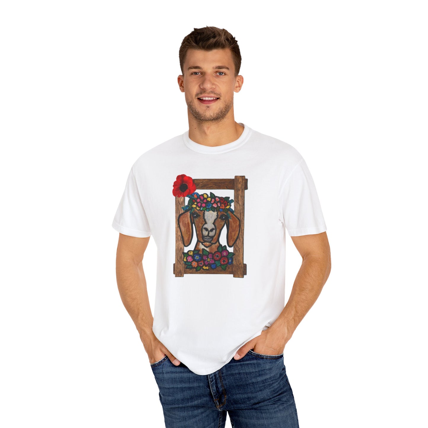 Floral Goat Unisex T-Shirt - Cute Farm Animal Graphic Tee