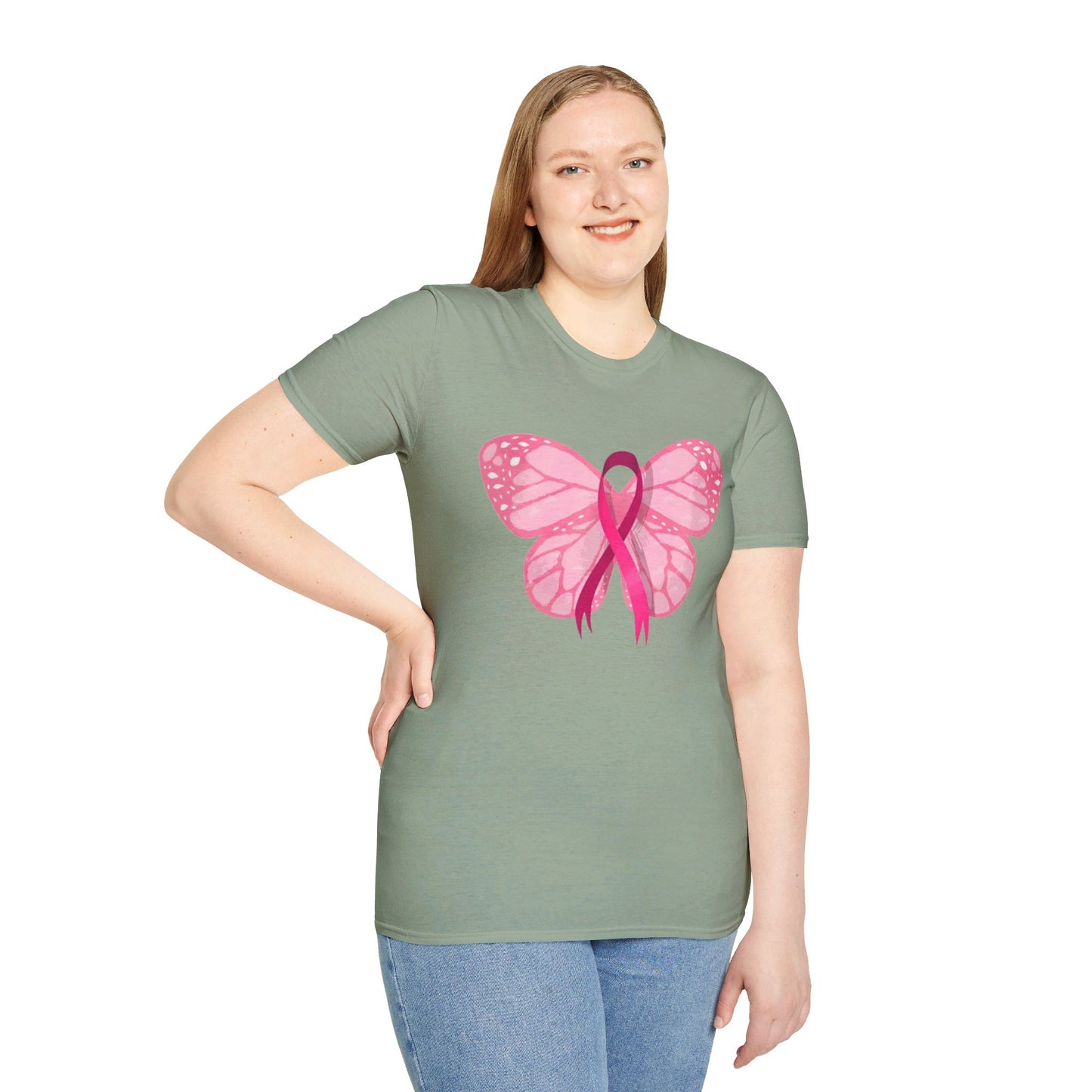 Breast Cancer Butterfly - Unisex Softstyle T-Shirt