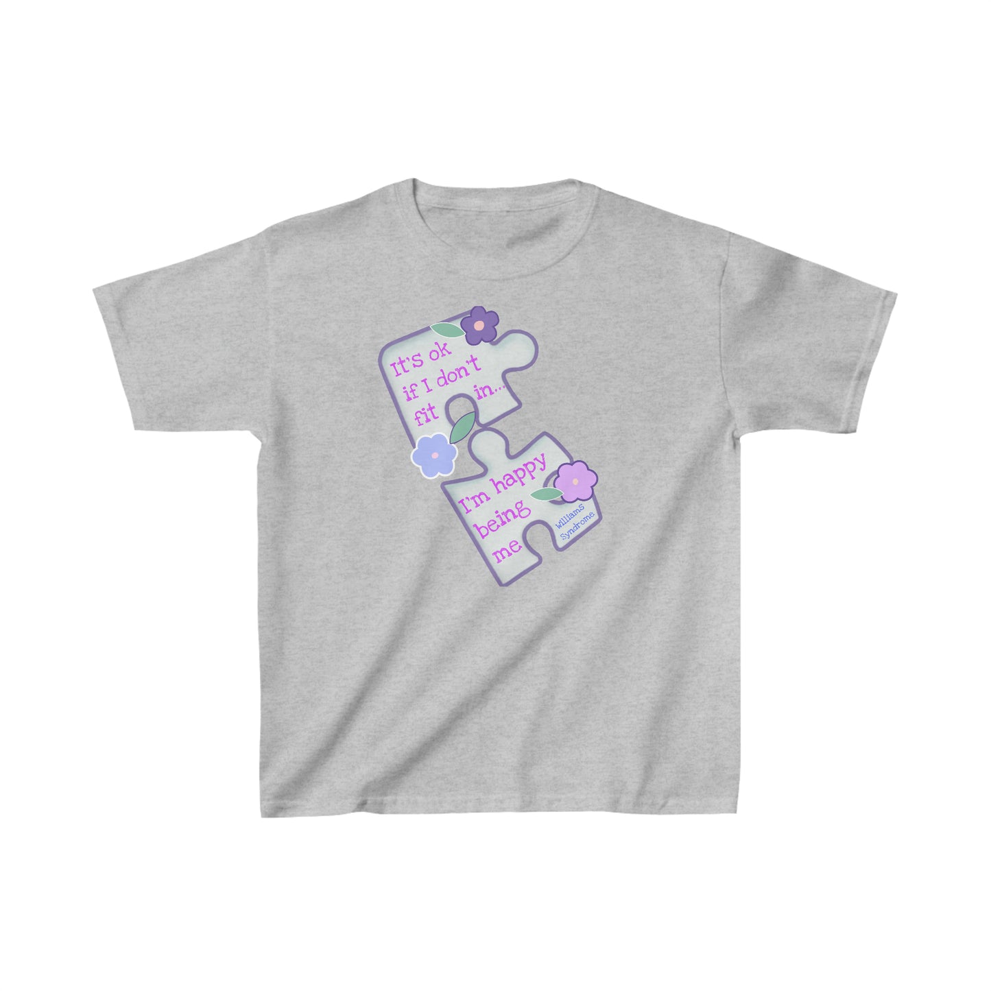 Williams Syndrome Puzzle Happy Being Me - Kids Heavy Cotton™ Tee