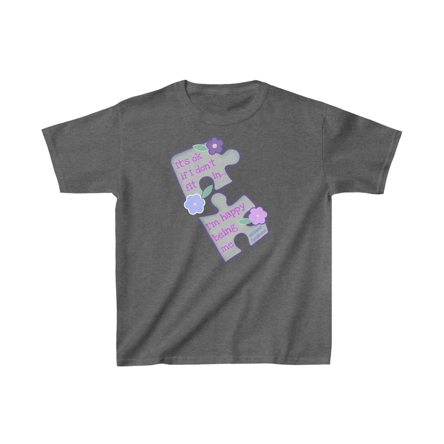Williams Syndrome Puzzle Happy Being Me - Kids Heavy Cotton™ Tee