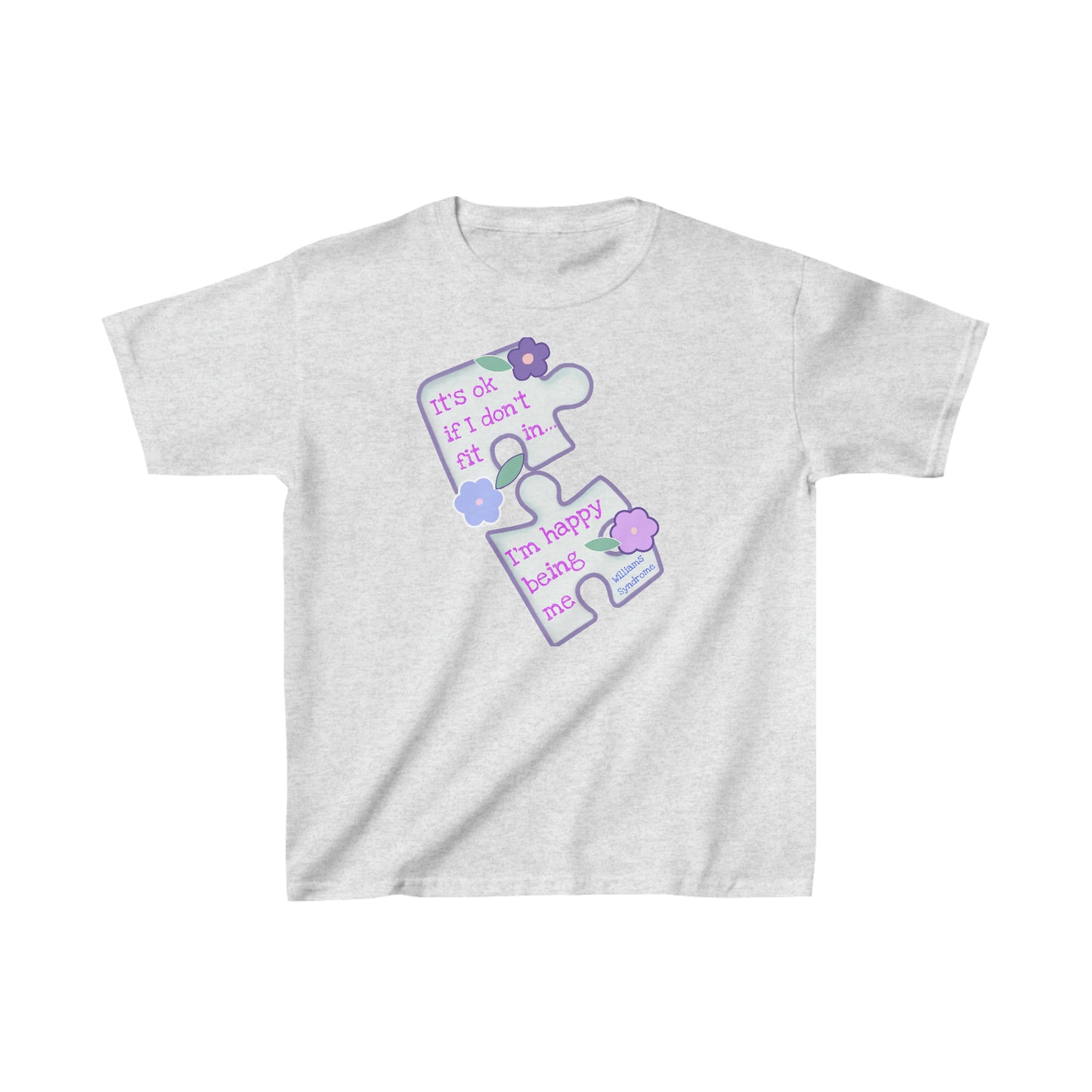 Williams Syndrome Puzzle Happy Being Me - Kids Heavy Cotton™ Tee