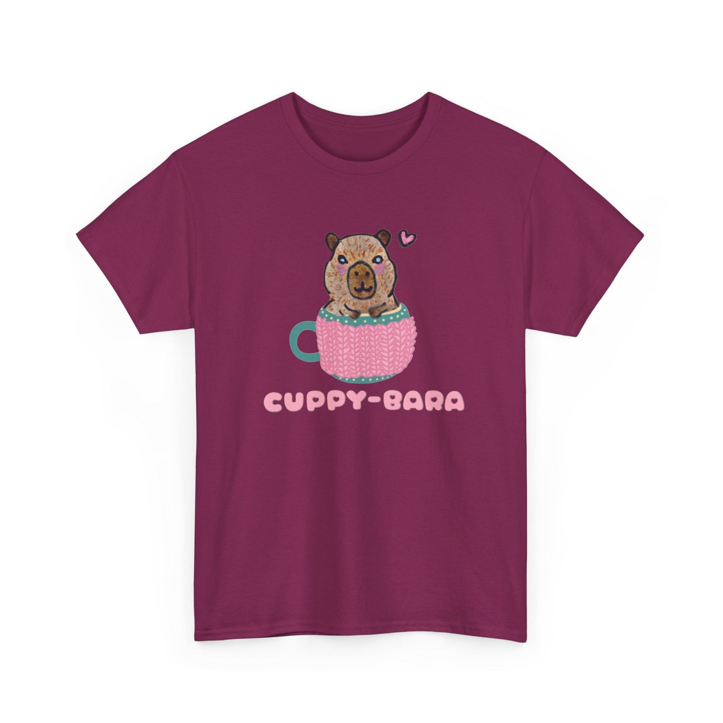 Cute Cuppy-Bara Unisex Heavy Cotton Tee – Adorable Animal Graphic Tee for Casual Wear