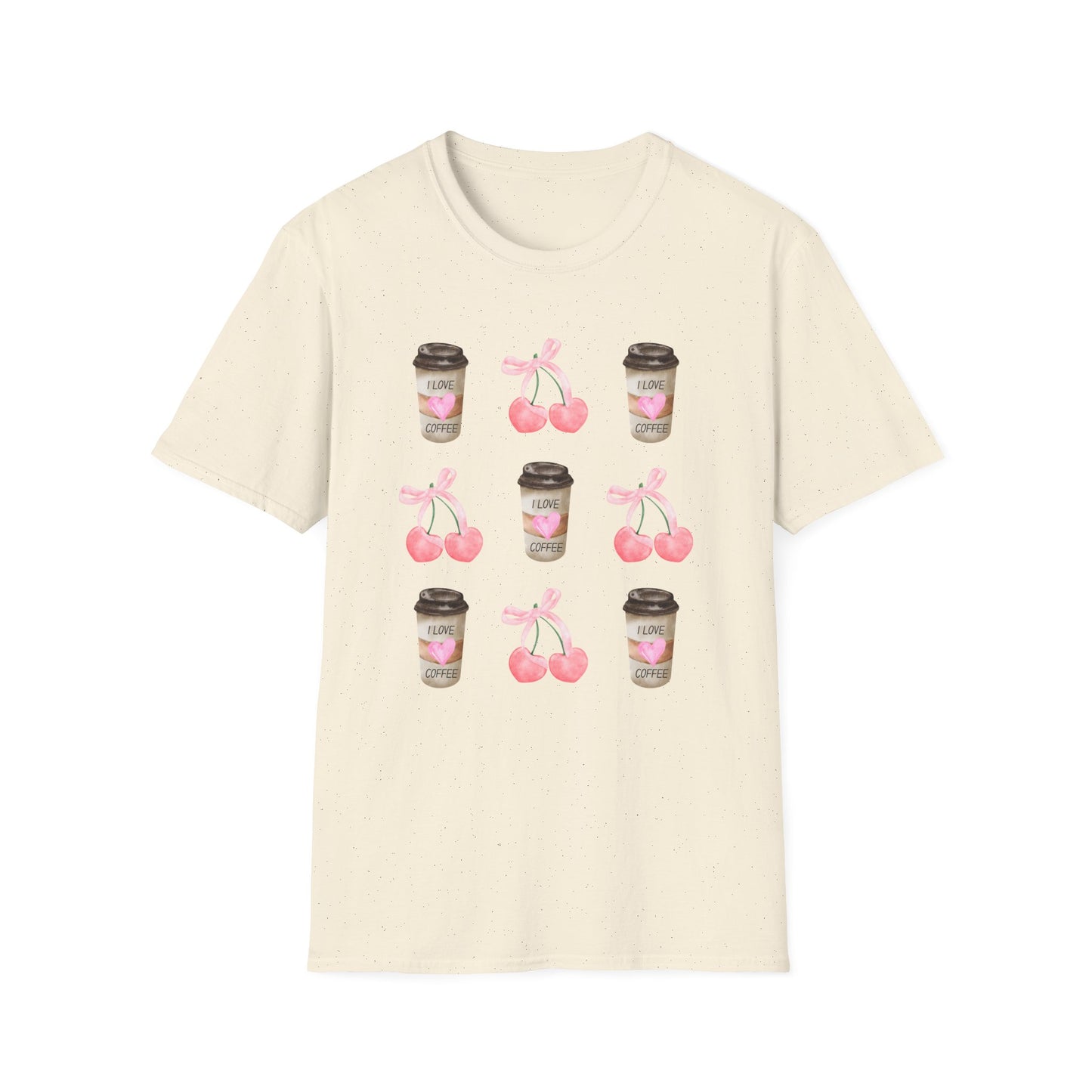 I Love Coffee - Pink Watercolor Coquette Girly Designs - Unisex Softstyle T-Shirt