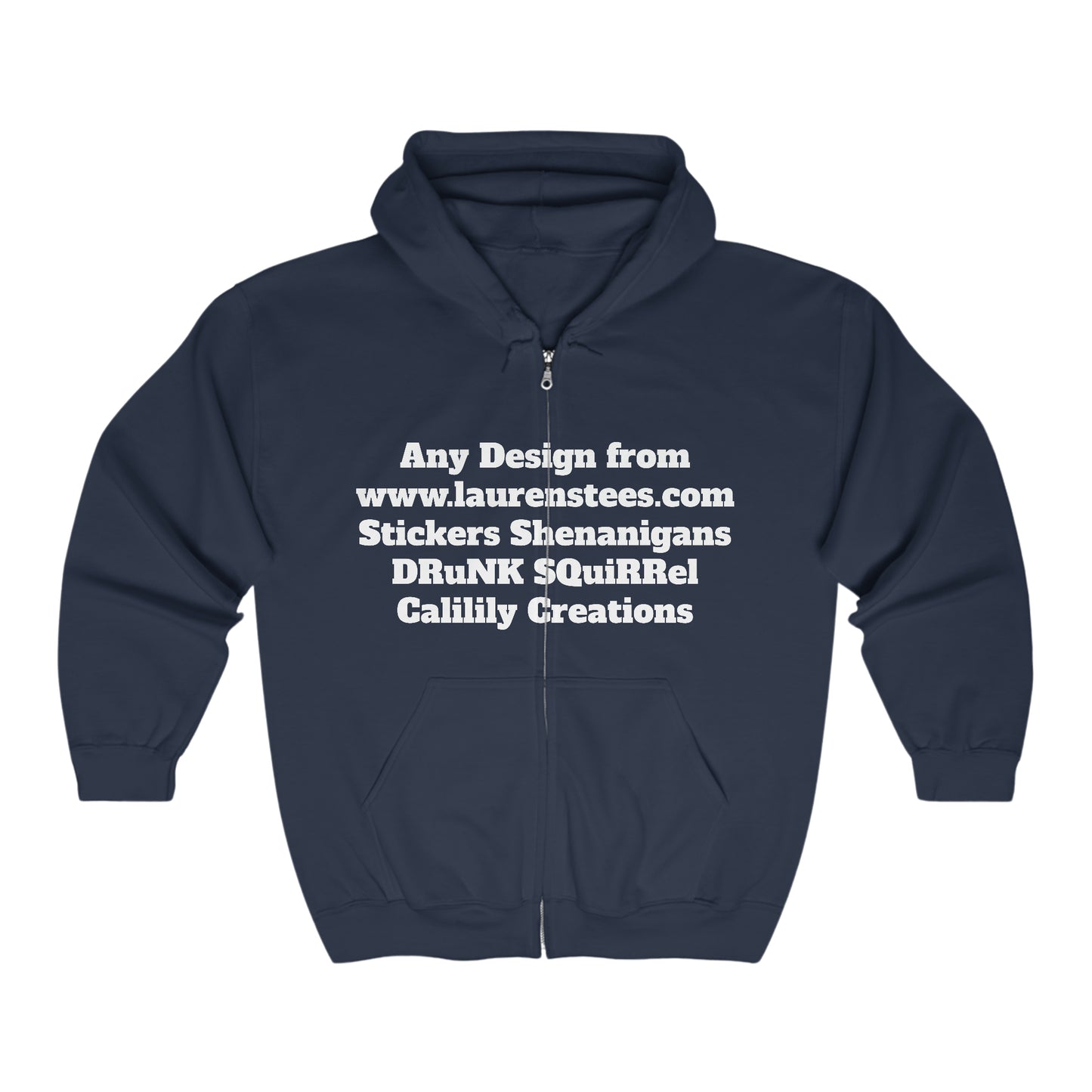 Custom or Any design on site (one side only either front or back) - Unisex Heavy Blend™ Full Zip Hooded Sweatshirt