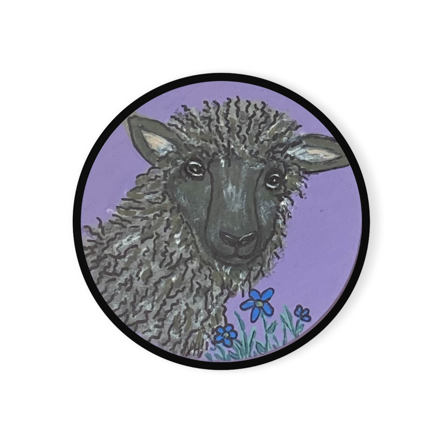 Sheep Black - Cork Back Coaster
