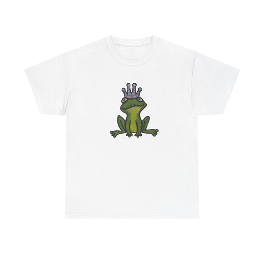 Crowned Frog Unisex Heavy Cotton Tee - Fun & Quirky Graphic T-Shirt