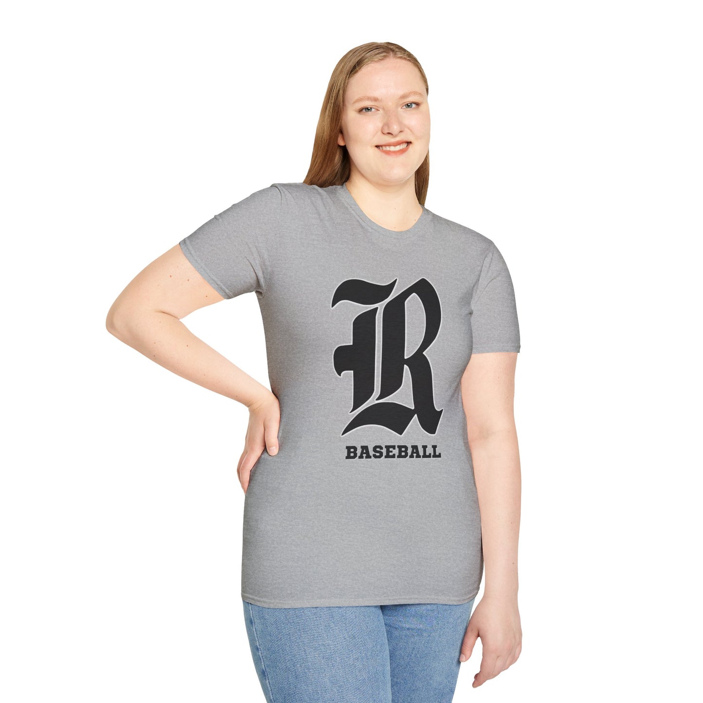 Custom one side Front or Back (RHS Baseball used as example) - Unisex Softstyle T-Shirt