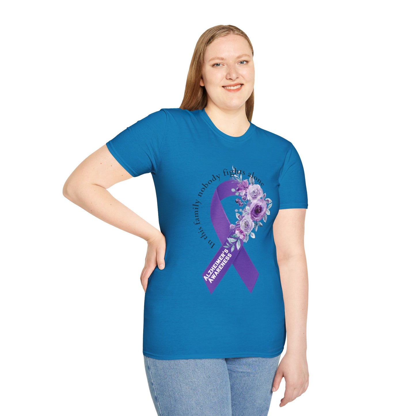 Nobody fights alone Alzheimer's Awareness - Unisex Softstyle T-Shirt