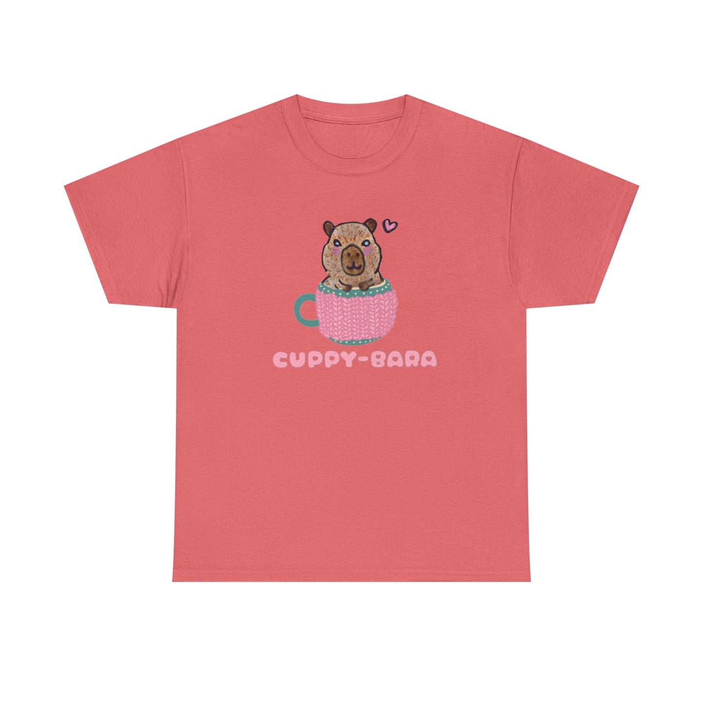 Cute Cuppy-Bara Unisex Heavy Cotton Tee – Adorable Animal Graphic Tee for Casual Wear