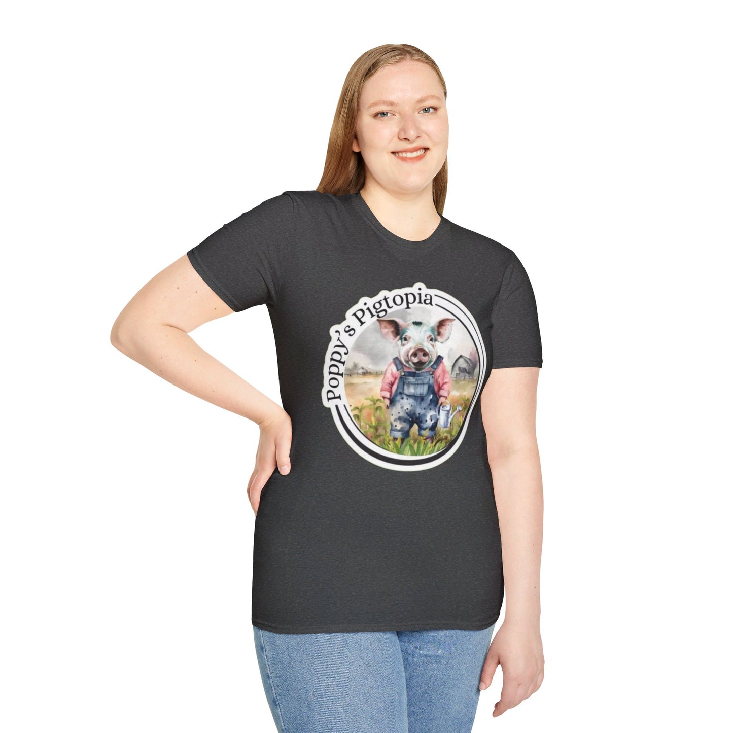 Poppy’s Pigtopia - Unisex Softstyle T-Shirt