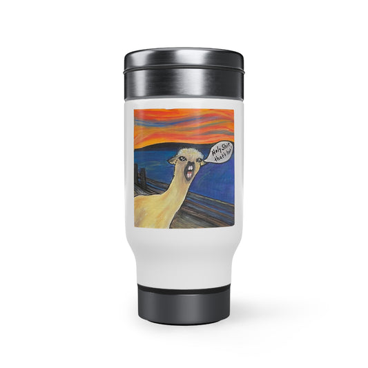 Holy Shit thats hot - Stainless Steel Travel Mug with Handle, 14oz