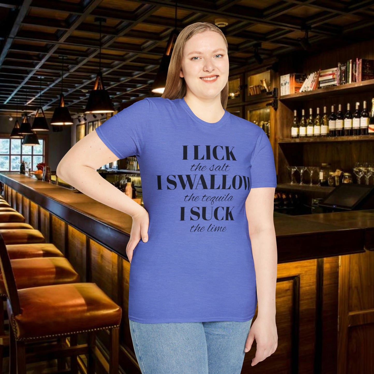 I Lick I Swallow I Suck Drinking Shirt - Unisex Softstyle T-Shirt