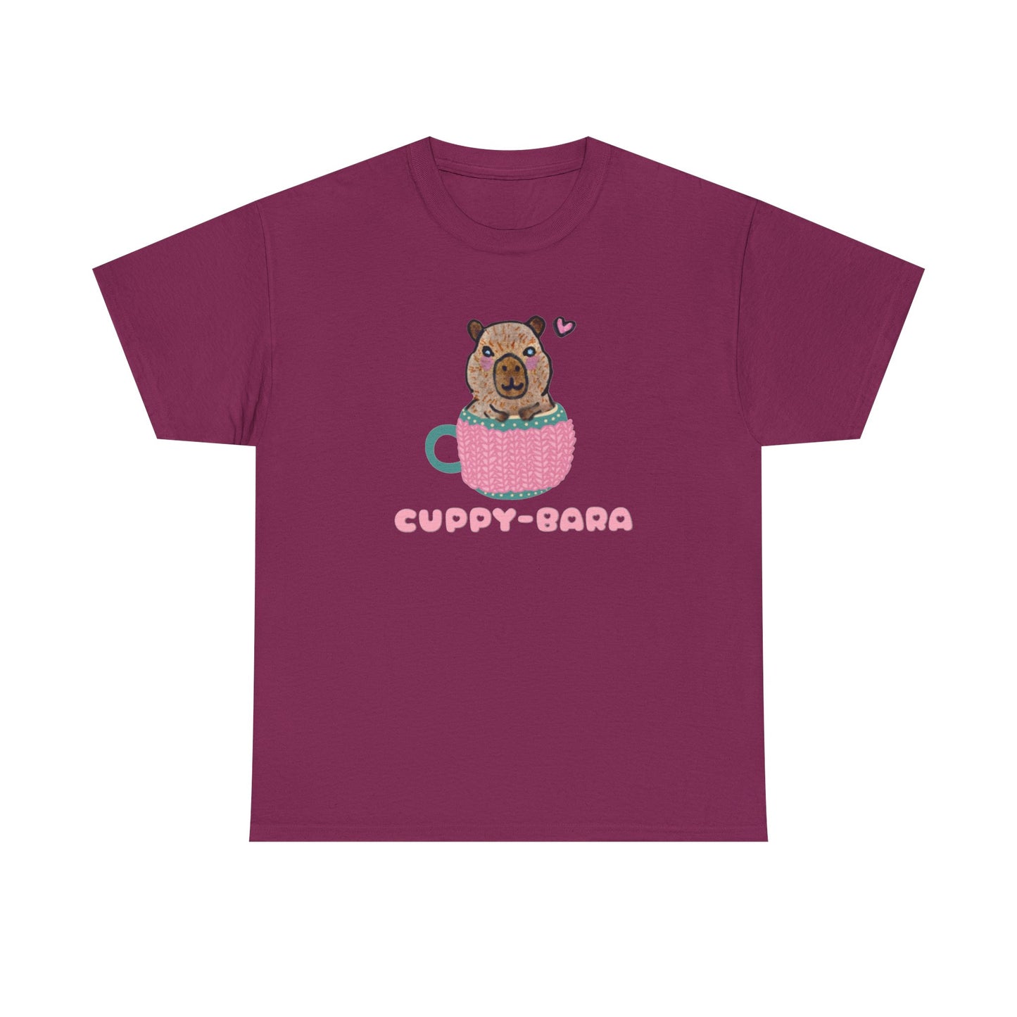 Cute Cuppy-Bara Unisex Heavy Cotton Tee – Adorable Animal Graphic Tee for Casual Wear