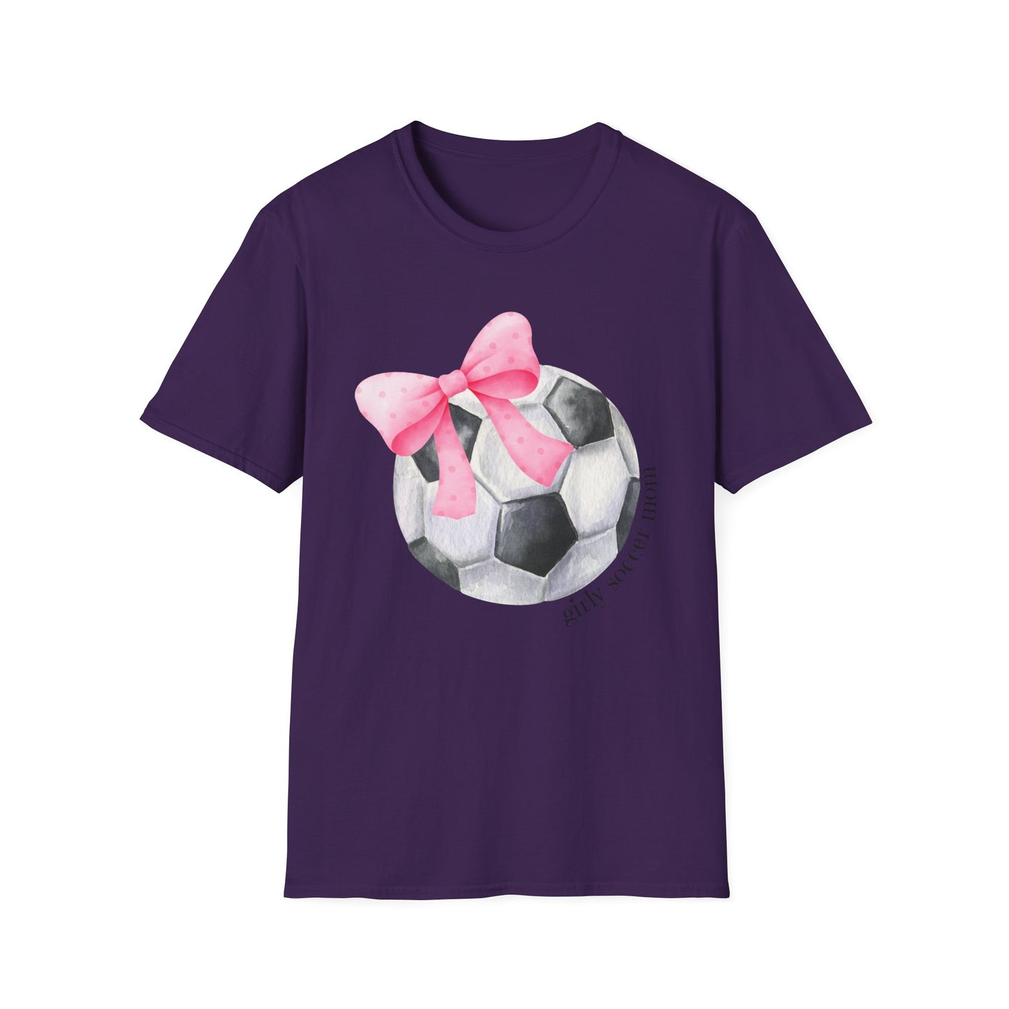 Coquette Girly Soccer Mom - Pink Watercolor Coquette Girly Designs - Unisex Softstyle T-Shirt