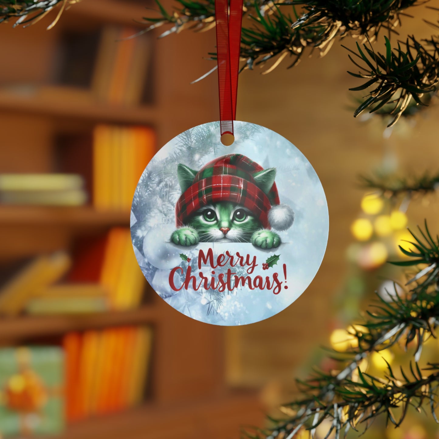 Merry Christmas Kitty - Metal Ornaments