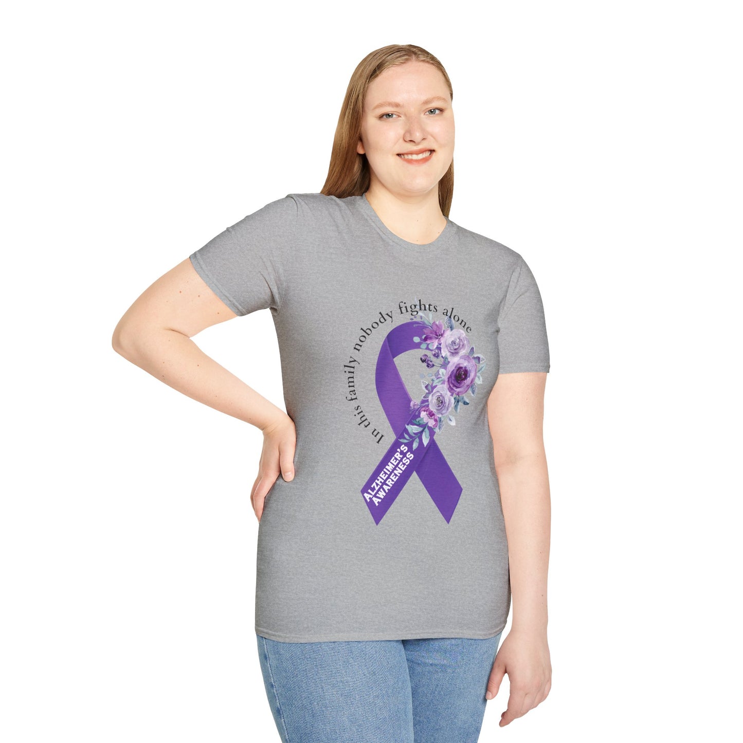 Nobody fights alone Alzheimer's Awareness - Unisex Softstyle T-Shirt