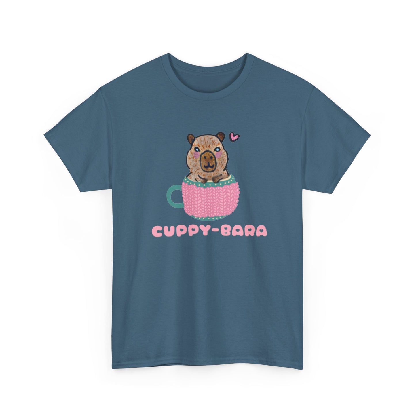 Cute Cuppy-Bara Unisex Heavy Cotton Tee – Adorable Animal Graphic Tee for Casual Wear