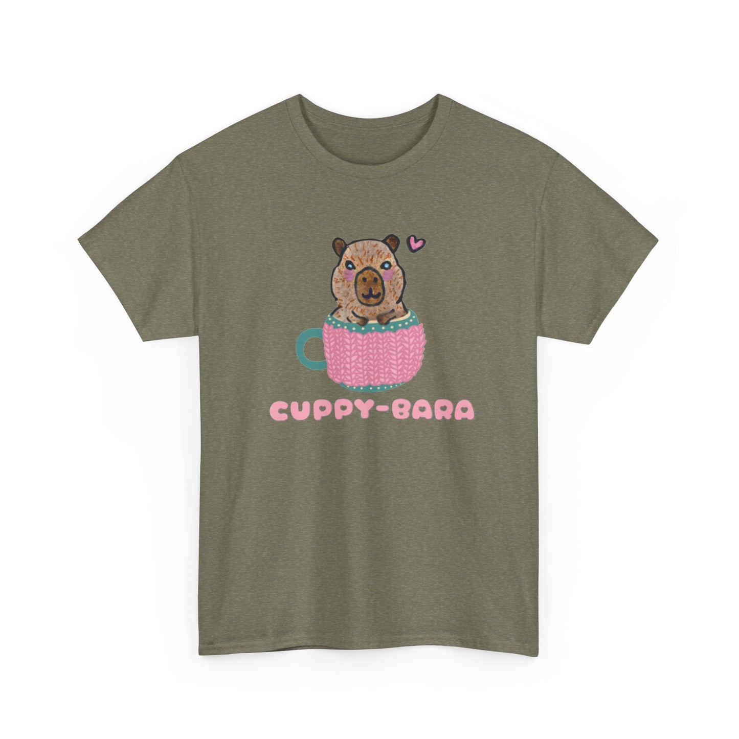 Cute Cuppy-Bara Unisex Heavy Cotton Tee – Adorable Animal Graphic Tee for Casual Wear