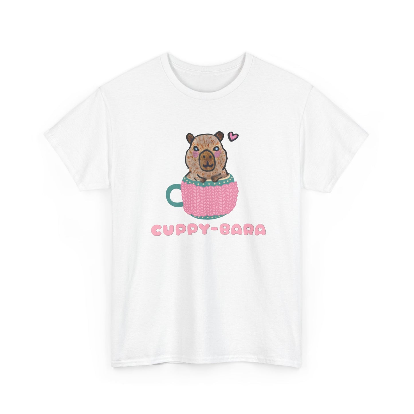 Cute Cuppy-Bara Unisex Heavy Cotton Tee – Adorable Animal Graphic Tee for Casual Wear