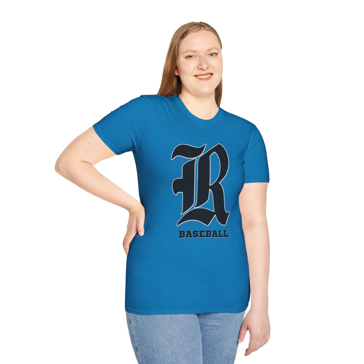 Custom one side Front or Back (RHS Baseball used as example) - Unisex Softstyle T-Shirt