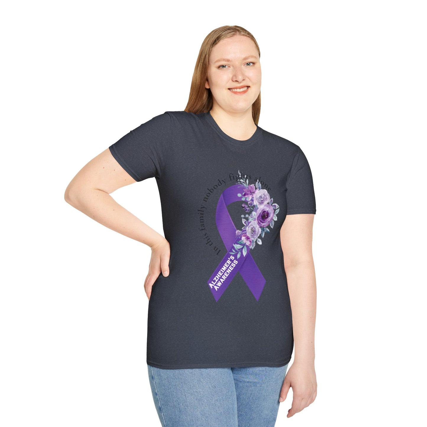 Nobody fights alone Alzheimer's Awareness - Unisex Softstyle T-Shirt