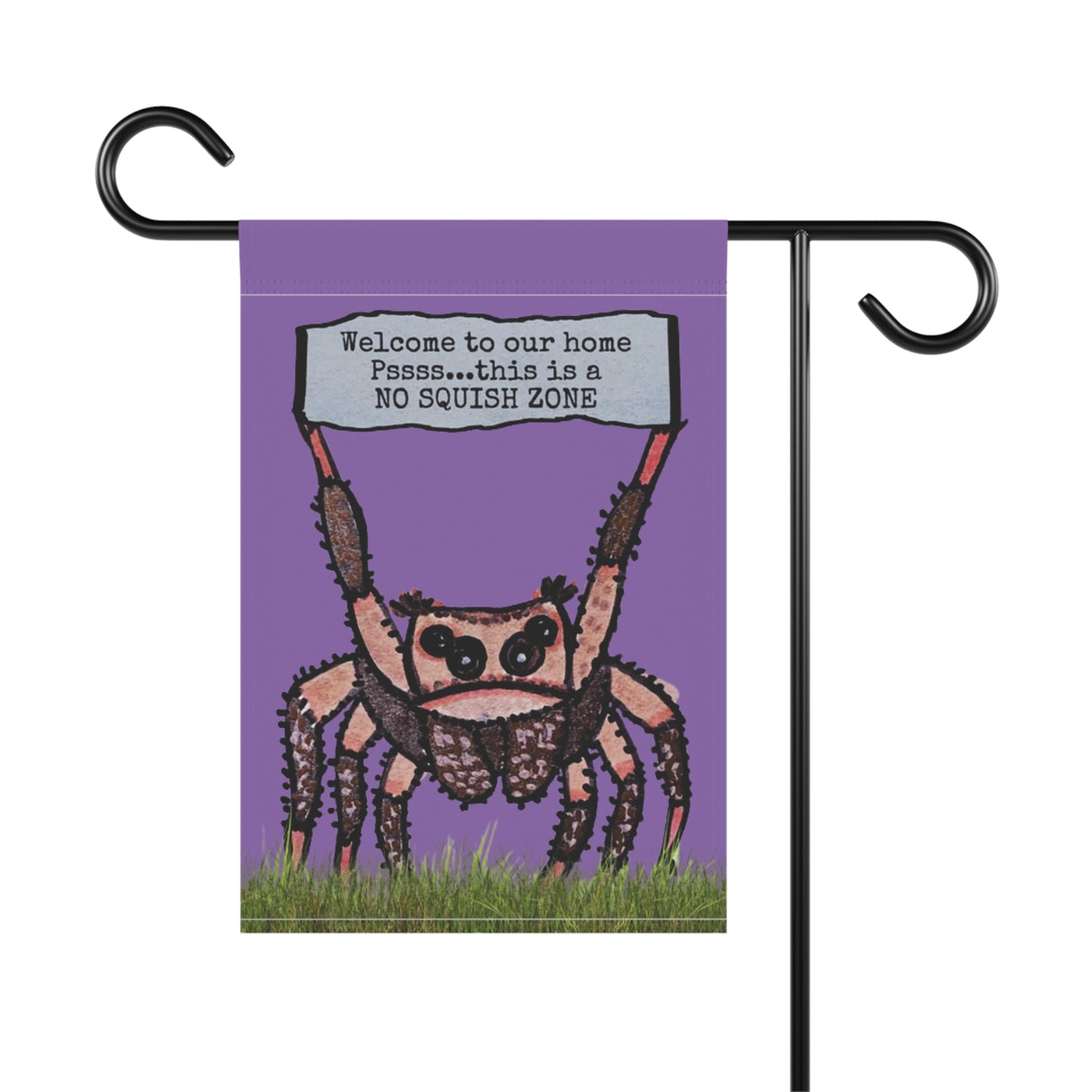 Welcome to our home...No squish zone Purple - Garden & House Banner