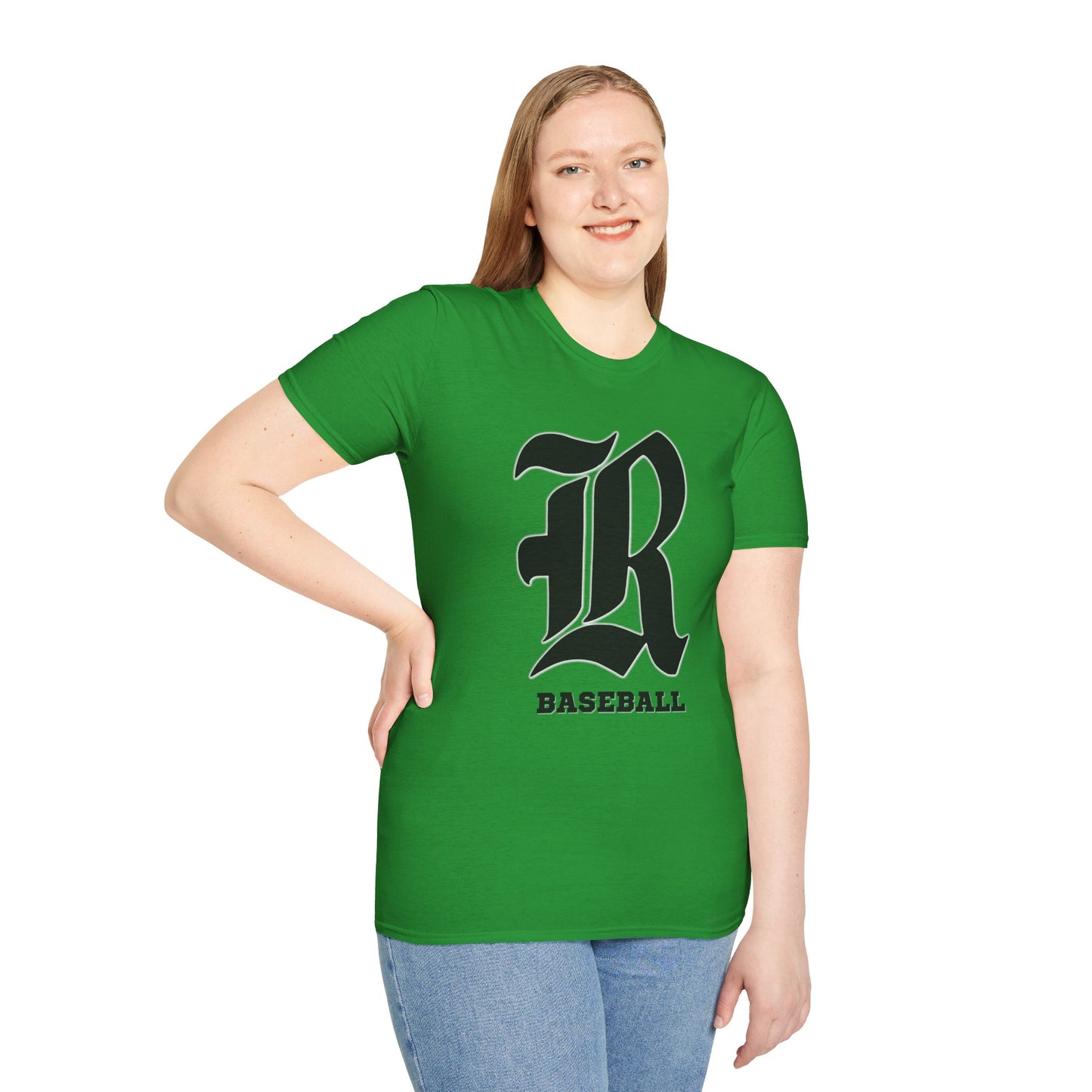 Custom one side Front or Back (RHS Baseball used as example) - Unisex Softstyle T-Shirt