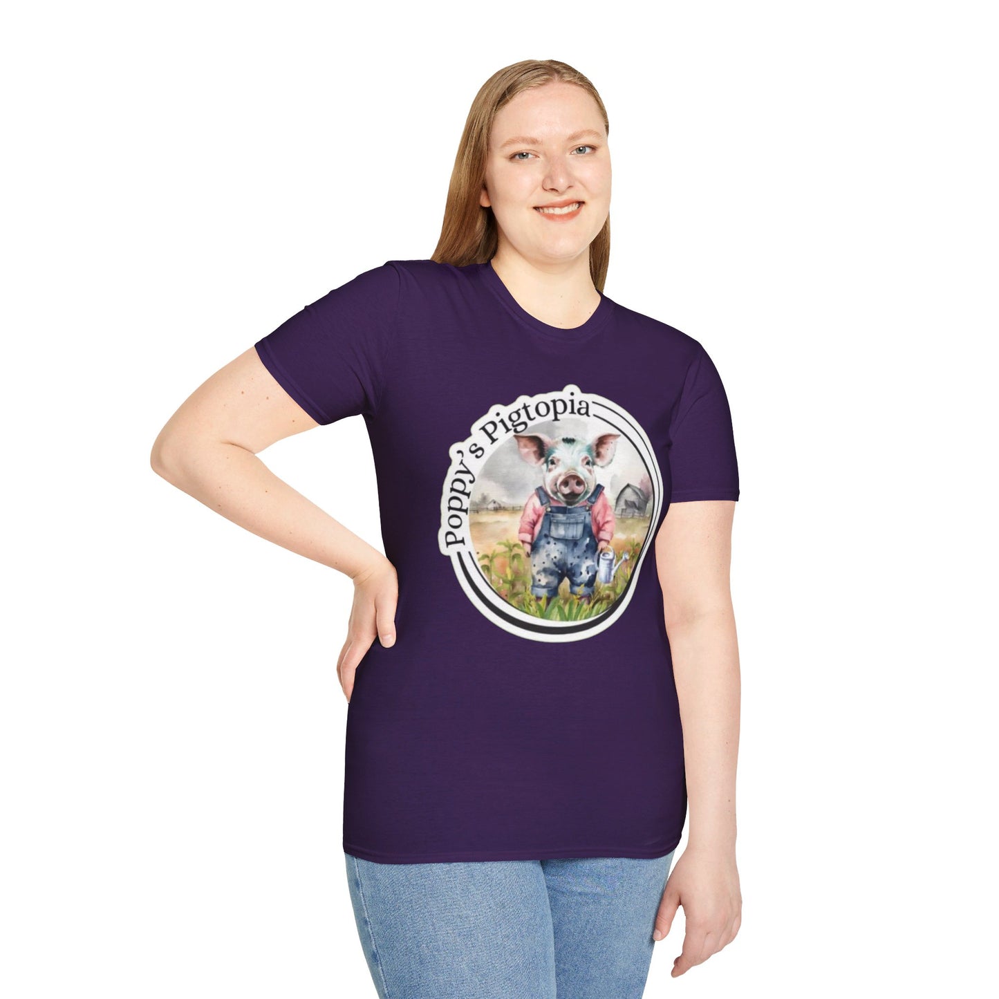 Poppy’s Pigtopia - Unisex Softstyle T-Shirt