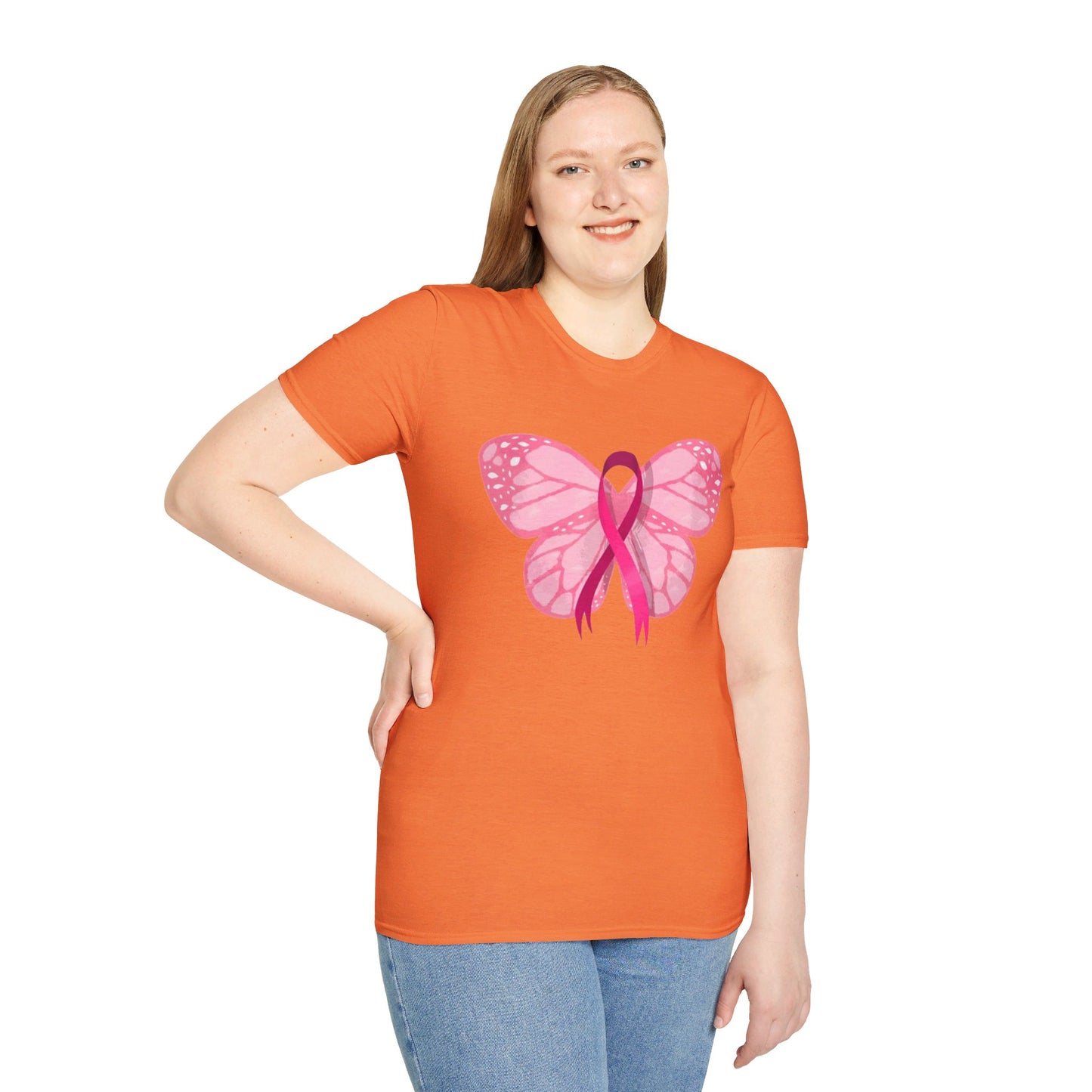 Breast Cancer Butterfly - Unisex Softstyle T-Shirt