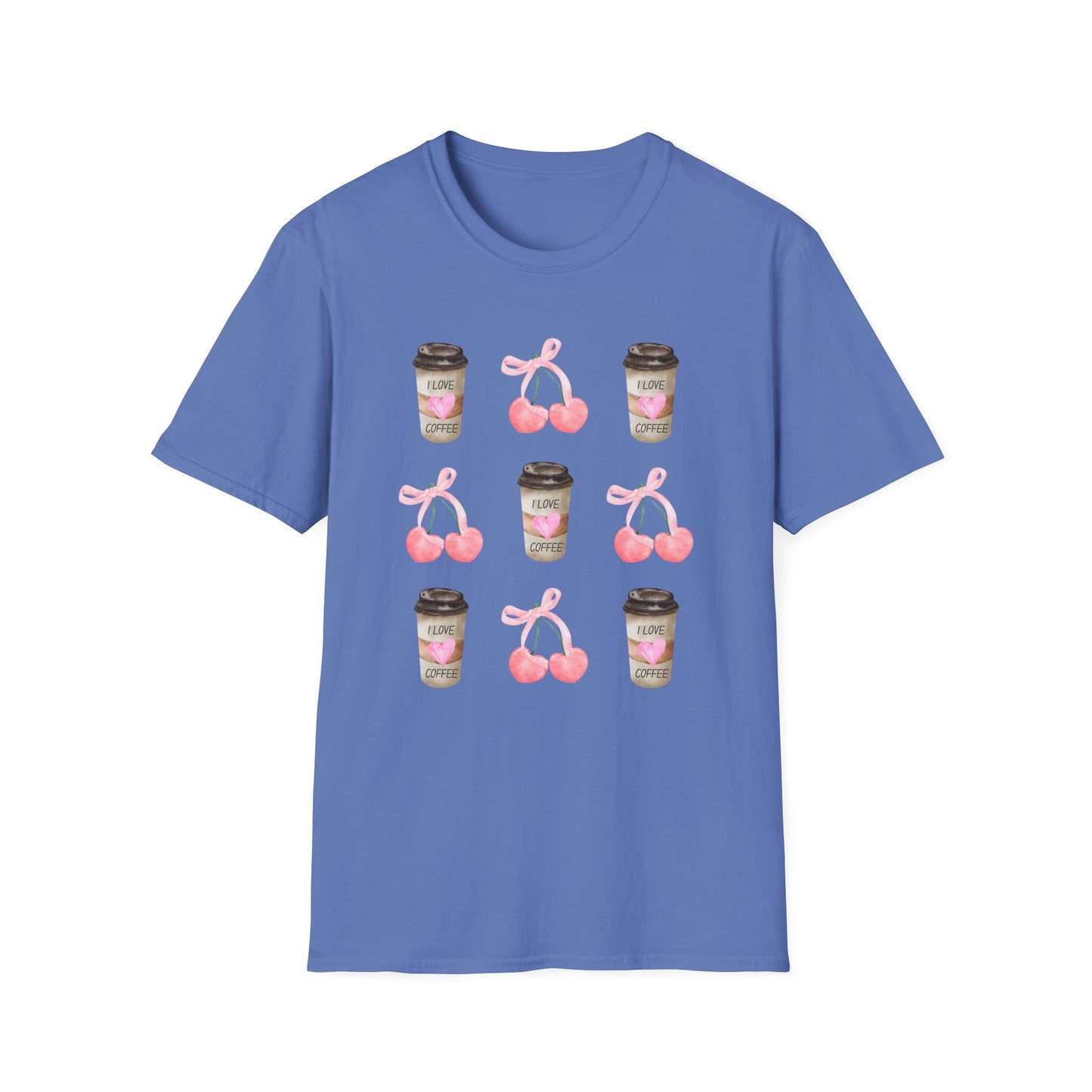 I Love Coffee - Pink Watercolor Coquette Girly Designs - Unisex Softstyle T-Shirt