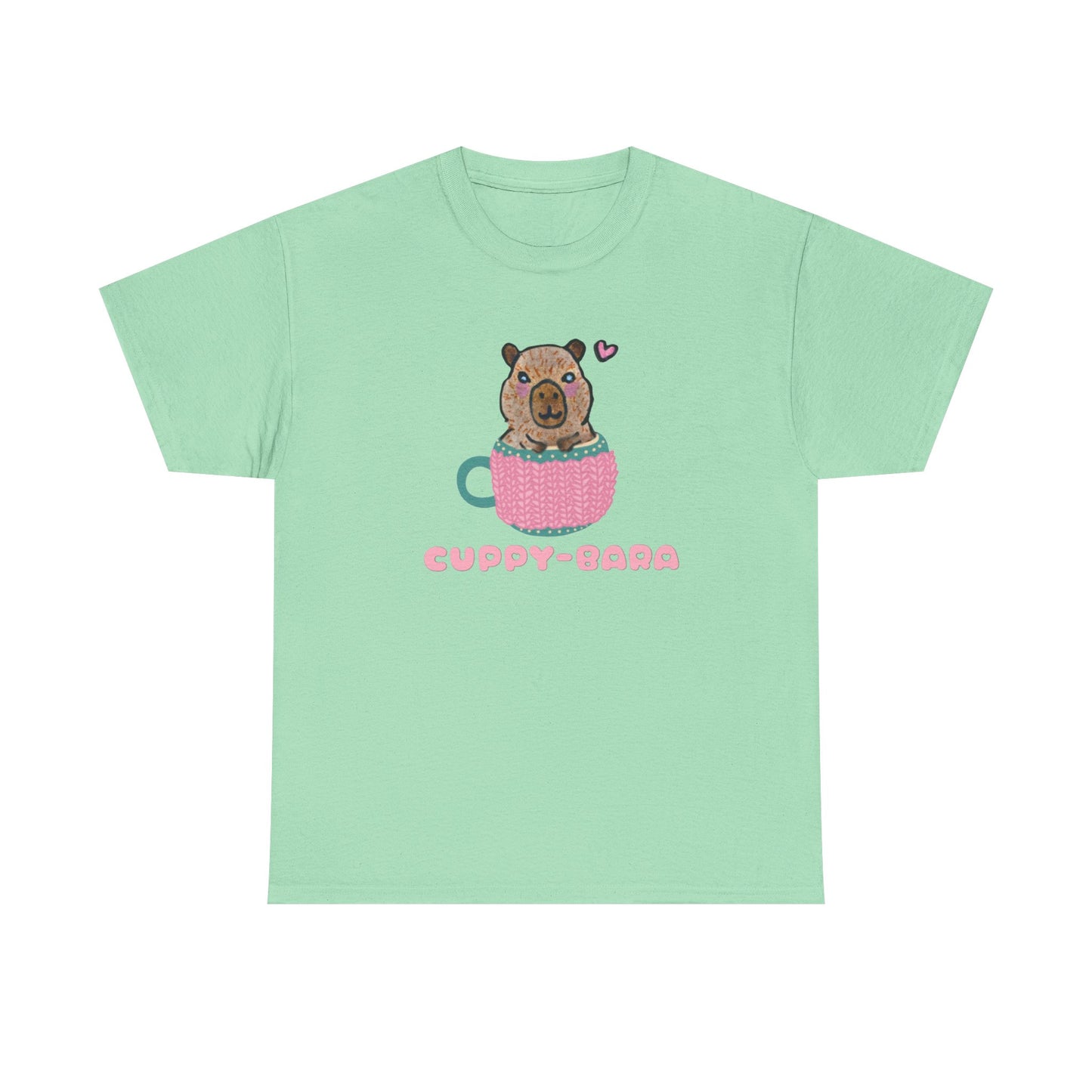 Cute Cuppy-Bara Unisex Heavy Cotton Tee – Adorable Animal Graphic Tee for Casual Wear