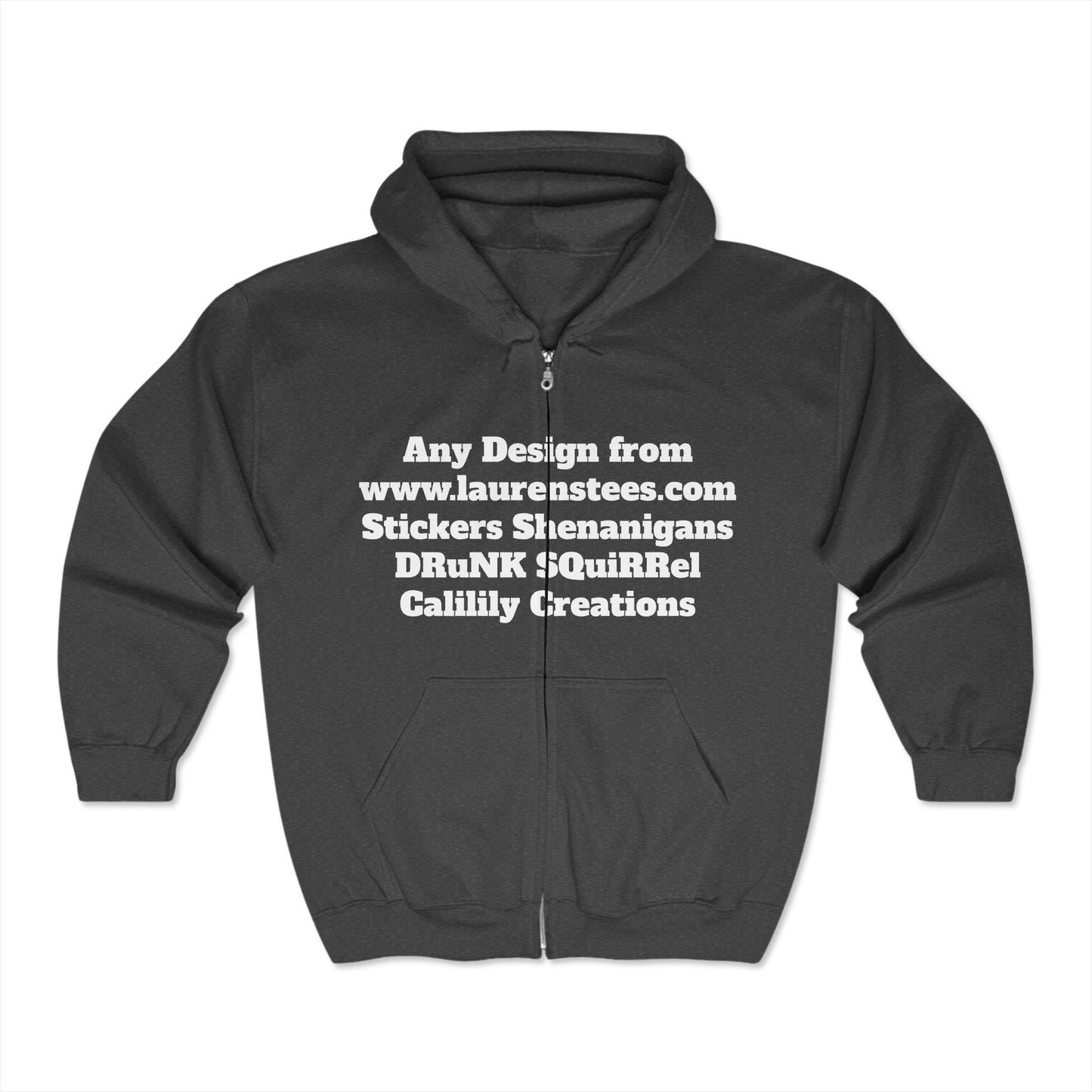 Custom or Any design on site (one side only either front or back) - Unisex Heavy Blend™ Full Zip Hooded Sweatshirt