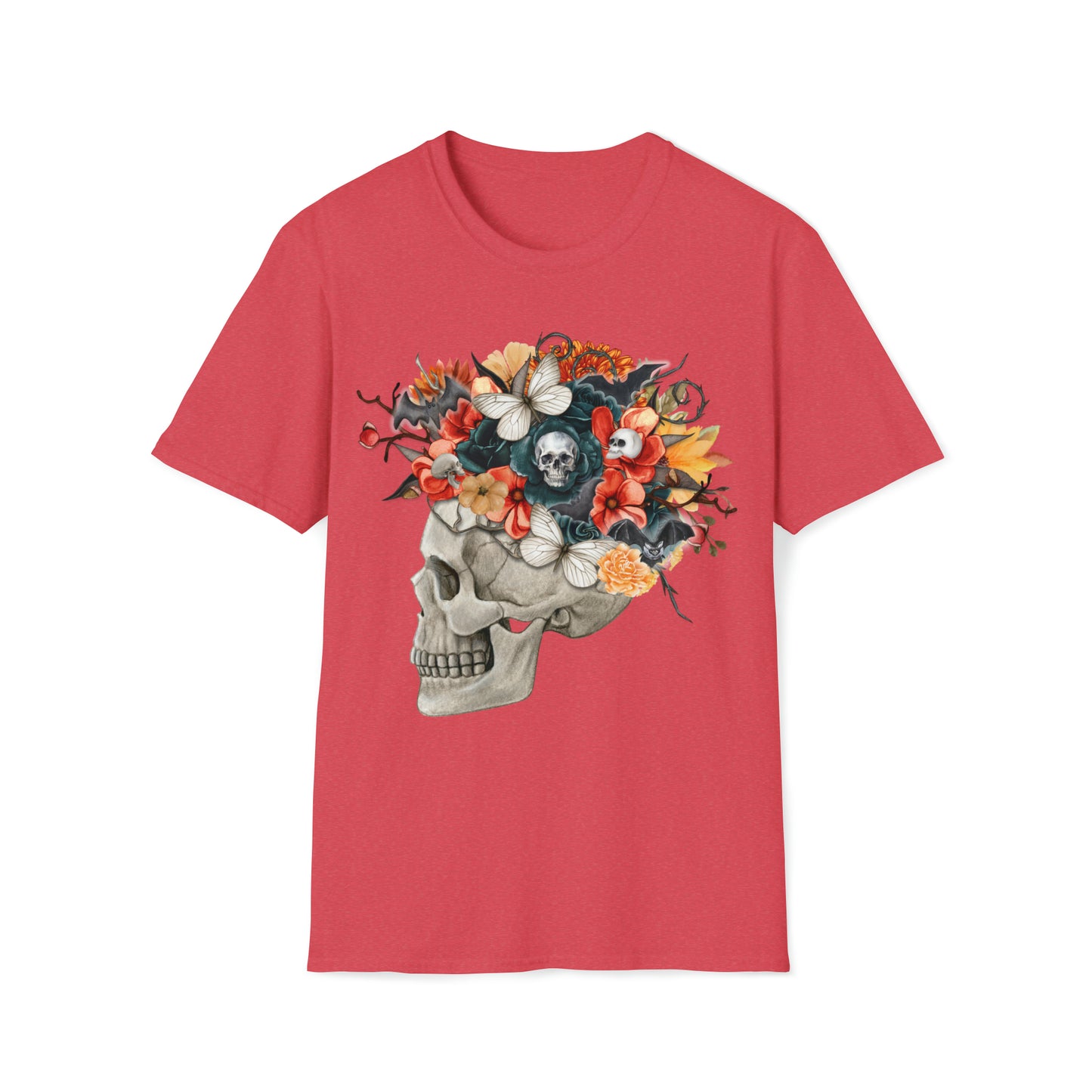 Flowery Skull - Unisex Softstyle T-Shirt