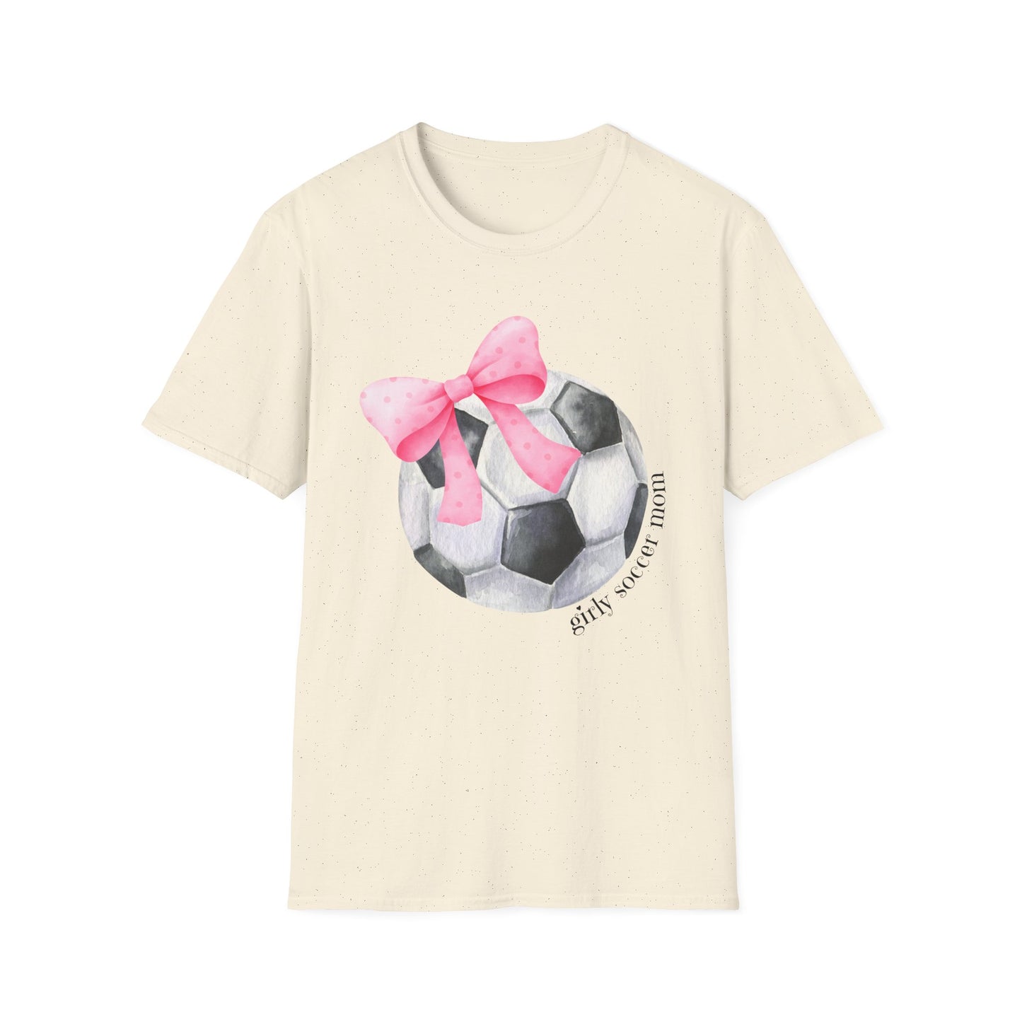 Coquette Girly Soccer Mom - Pink Watercolor Coquette Girly Designs - Unisex Softstyle T-Shirt