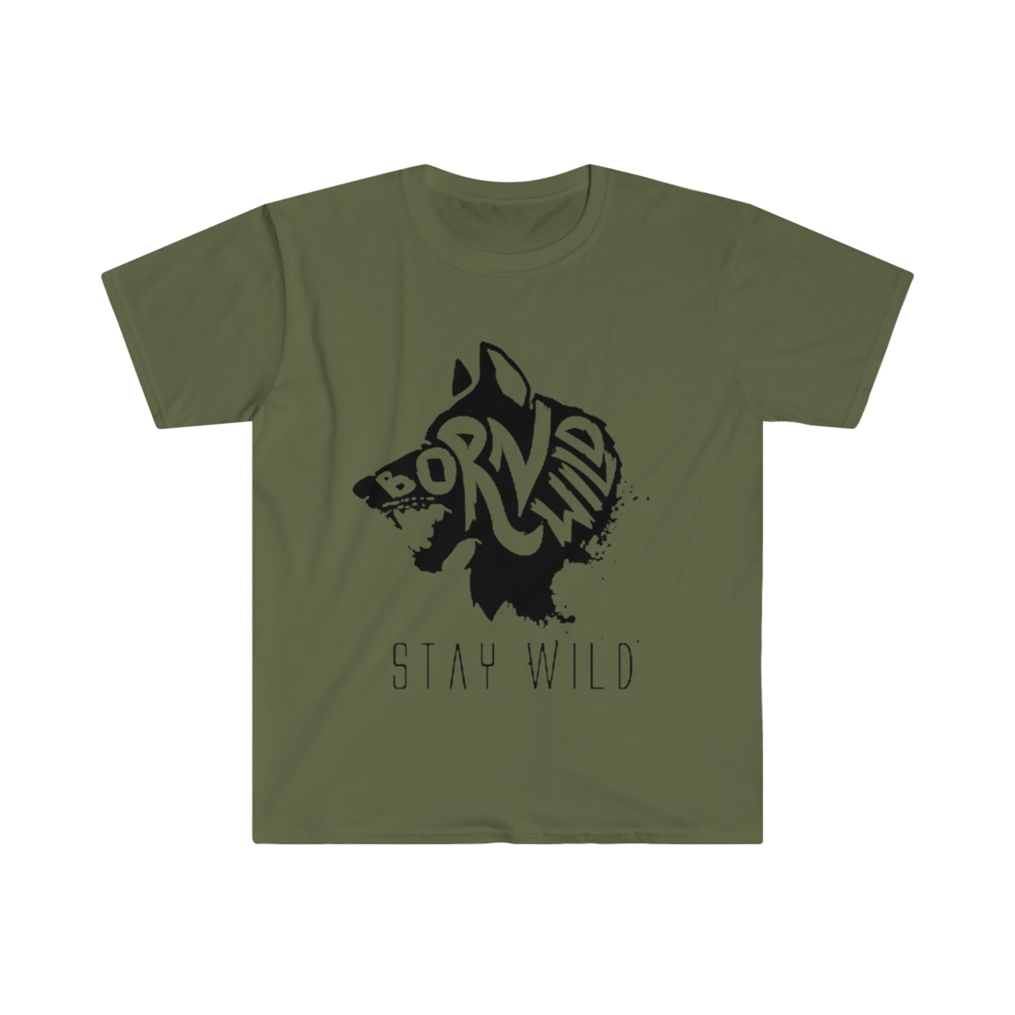 Born Wild Stay Wild Wolf - Unisex Softstyle T-Shirt