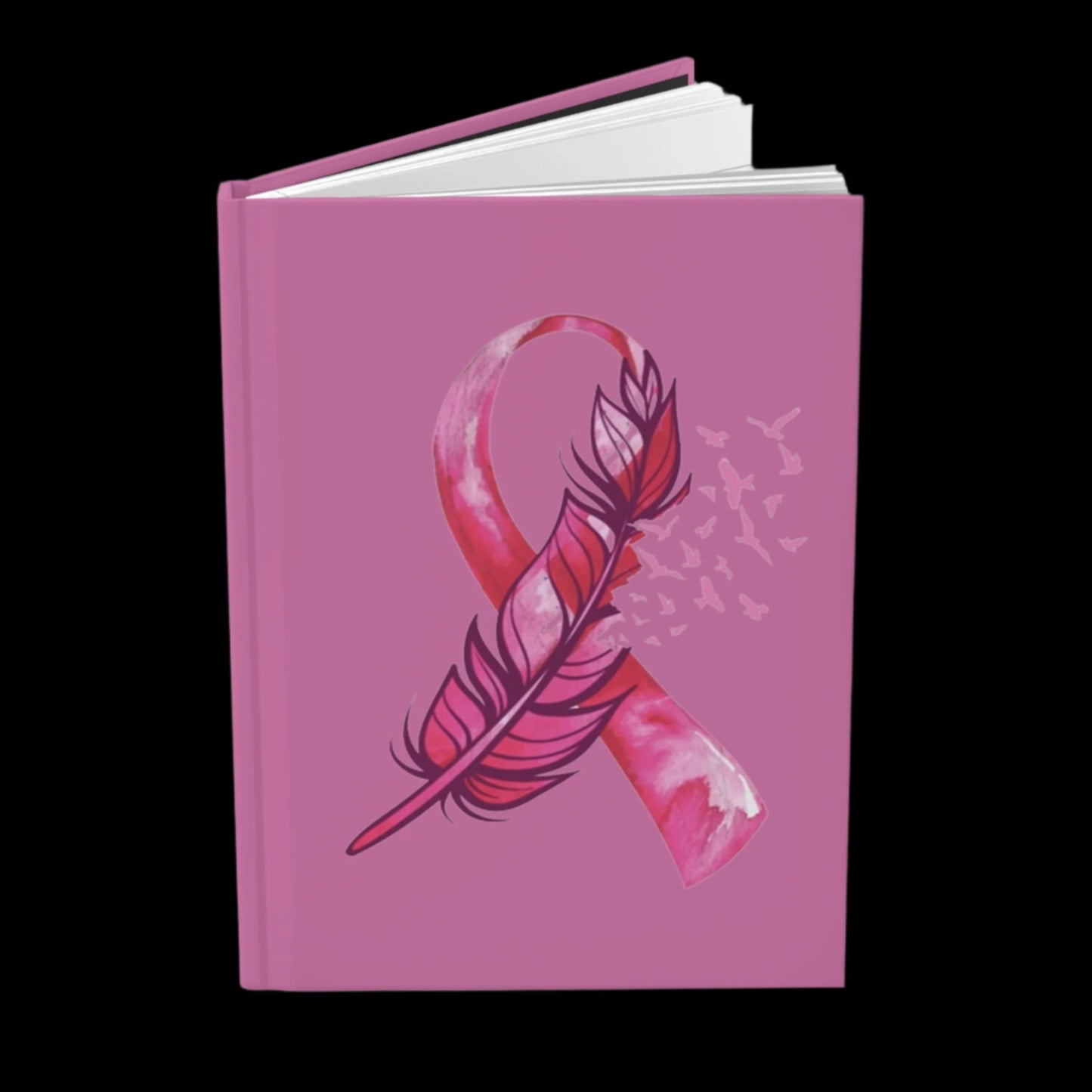 Breast Cancer Awareness Feather - Hardcover Journal Matte