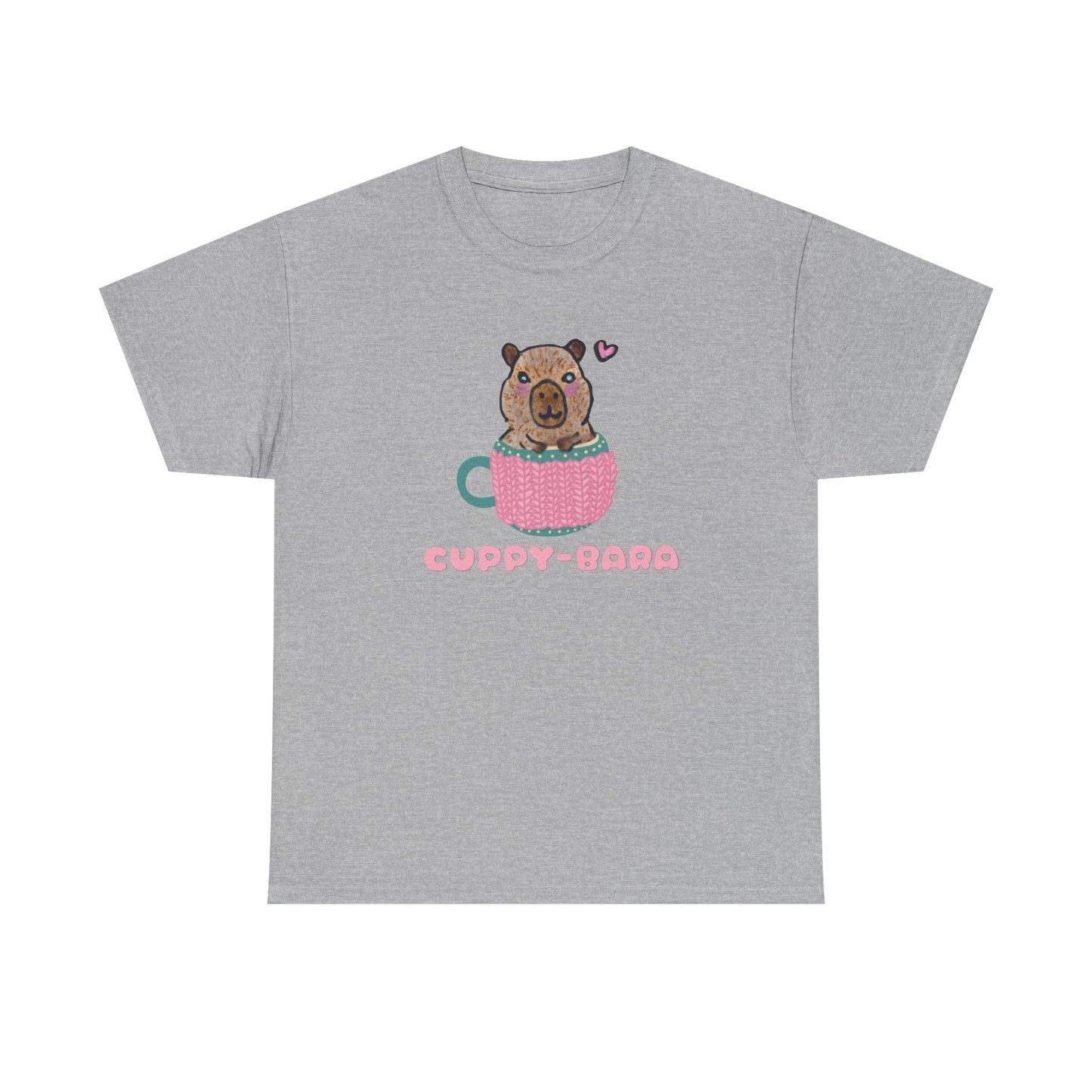 Cute Cuppy-Bara Unisex Heavy Cotton Tee – Adorable Animal Graphic Tee for Casual Wear