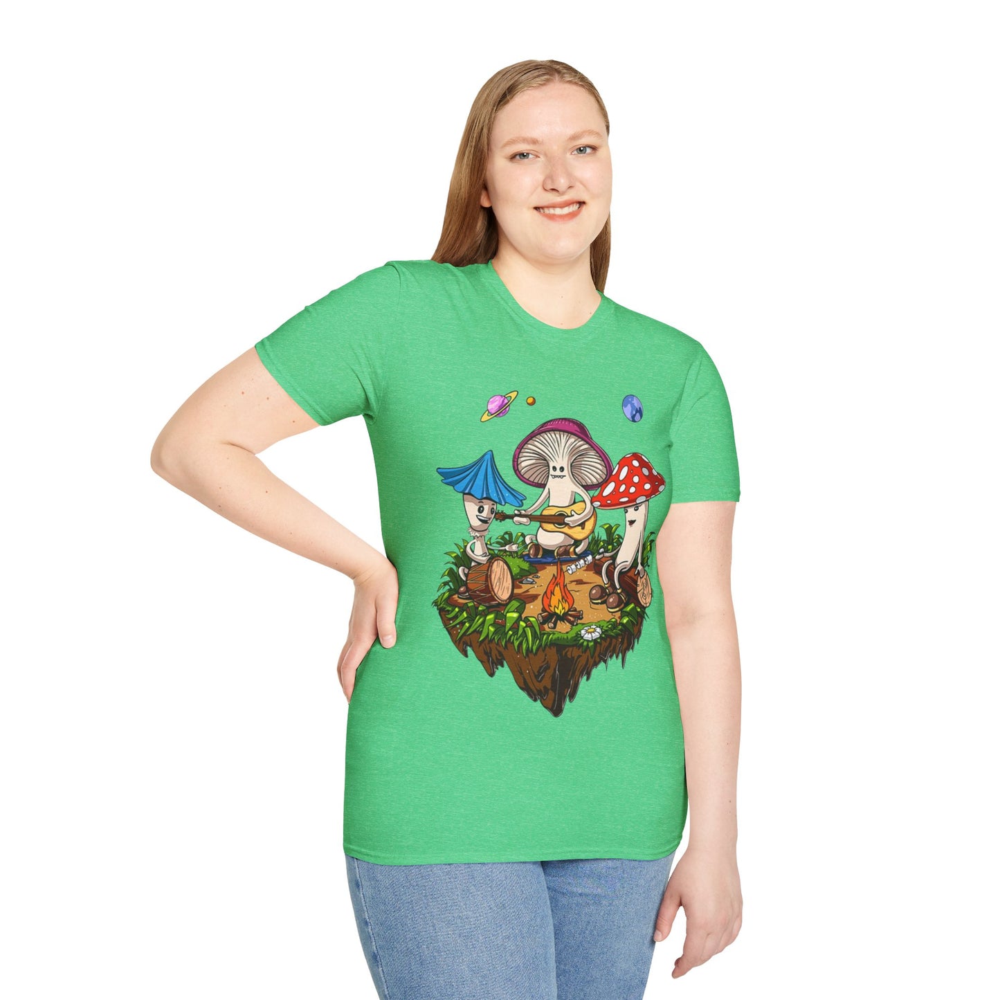 Shrooms around a campfire - Unisex Softstyle T-Shirt