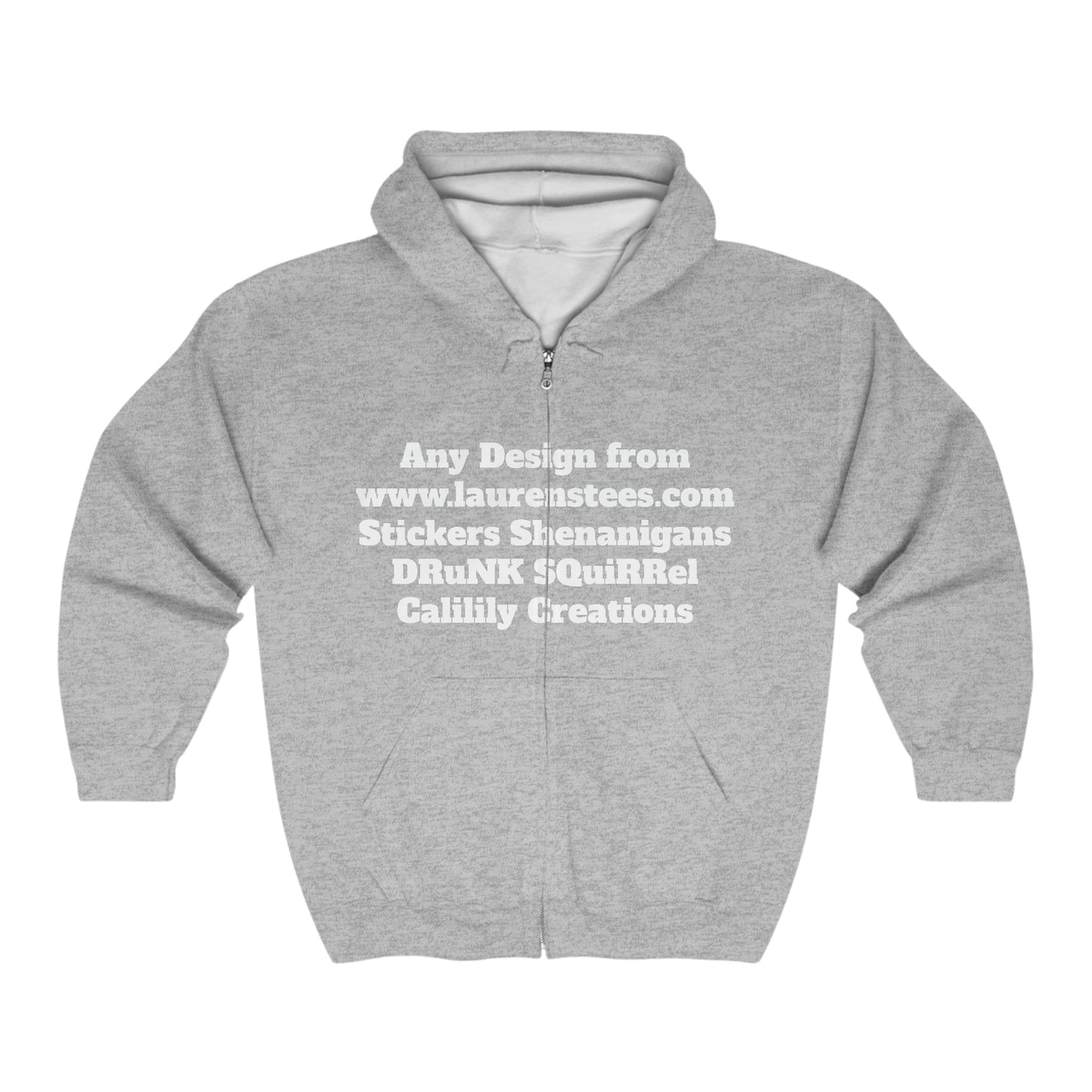 Custom or Any design on site (one side only either front or back) - Unisex Heavy Blend™ Full Zip Hooded Sweatshirt