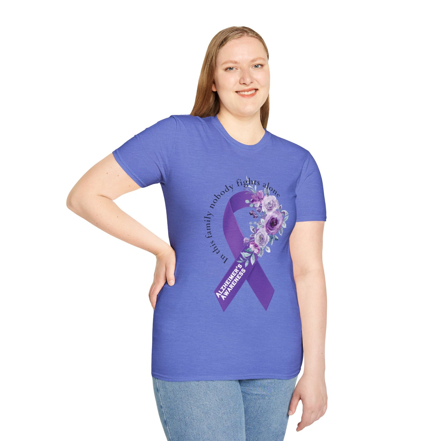 Nobody fights alone Alzheimer's Awareness - Unisex Softstyle T-Shirt