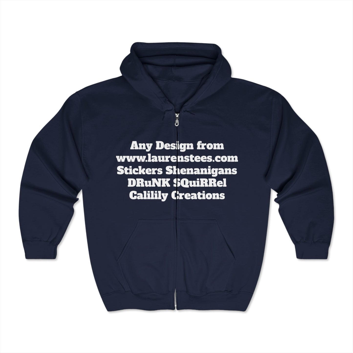 Custom or Any design on site (one side only either front or back) - Unisex Heavy Blend™ Full Zip Hooded Sweatshirt