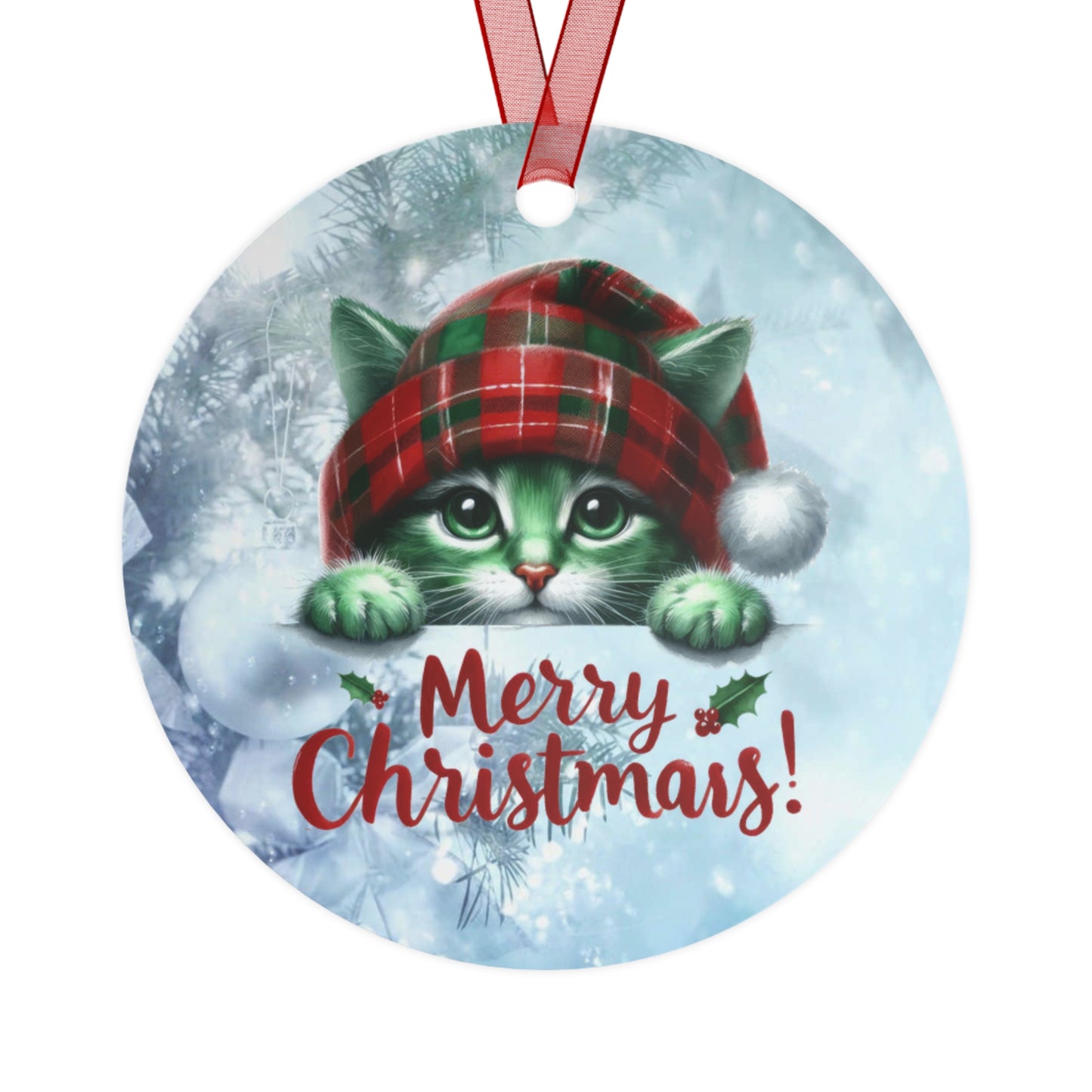 Merry Christmas Kitty - Metal Ornaments