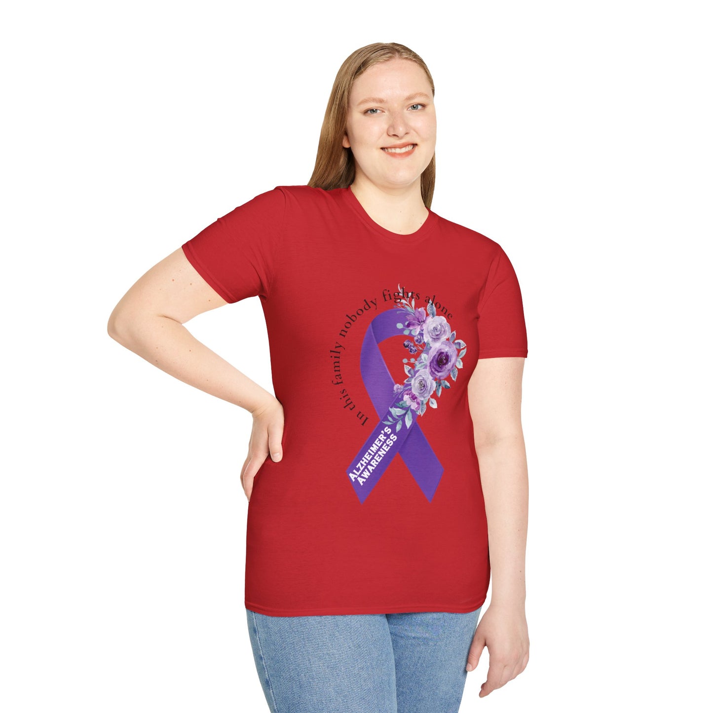 Nobody fights alone Alzheimer's Awareness - Unisex Softstyle T-Shirt