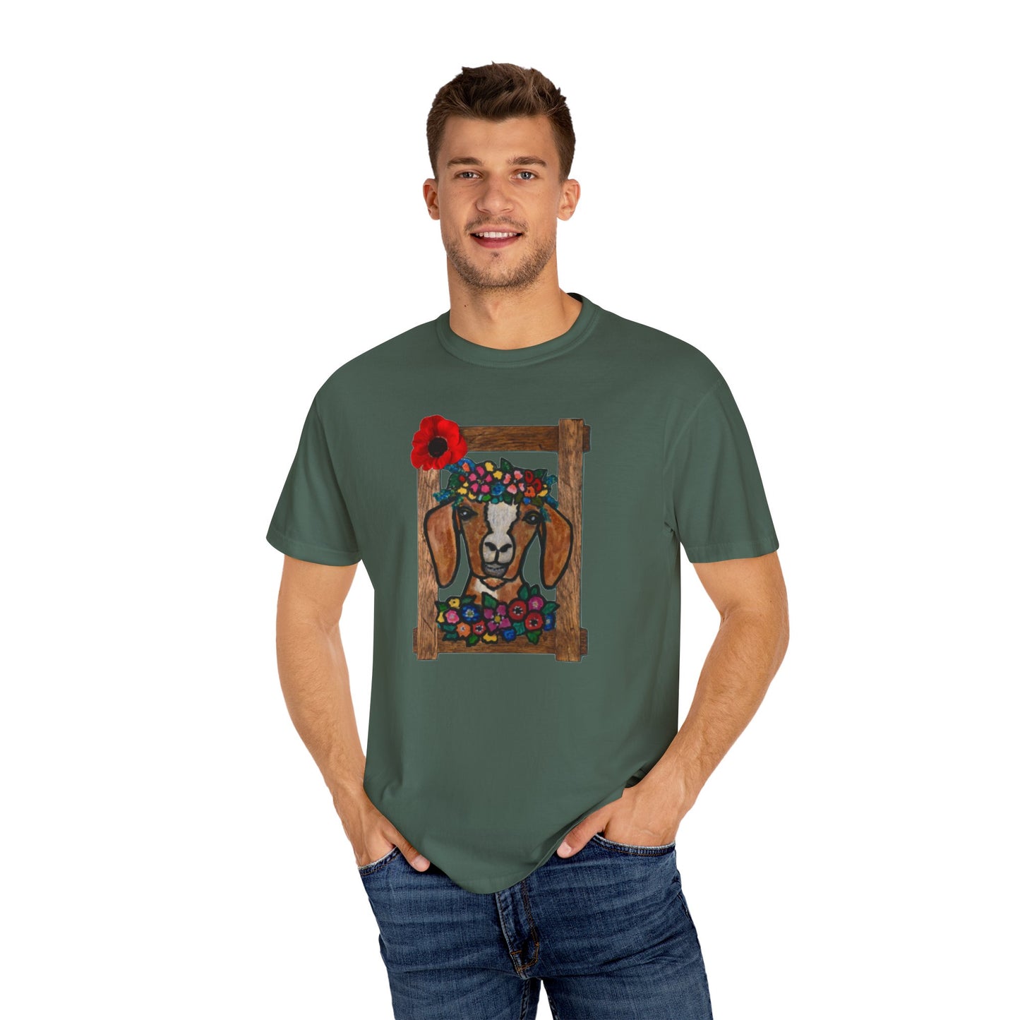 Floral Goat Unisex T-Shirt - Cute Farm Animal Graphic Tee