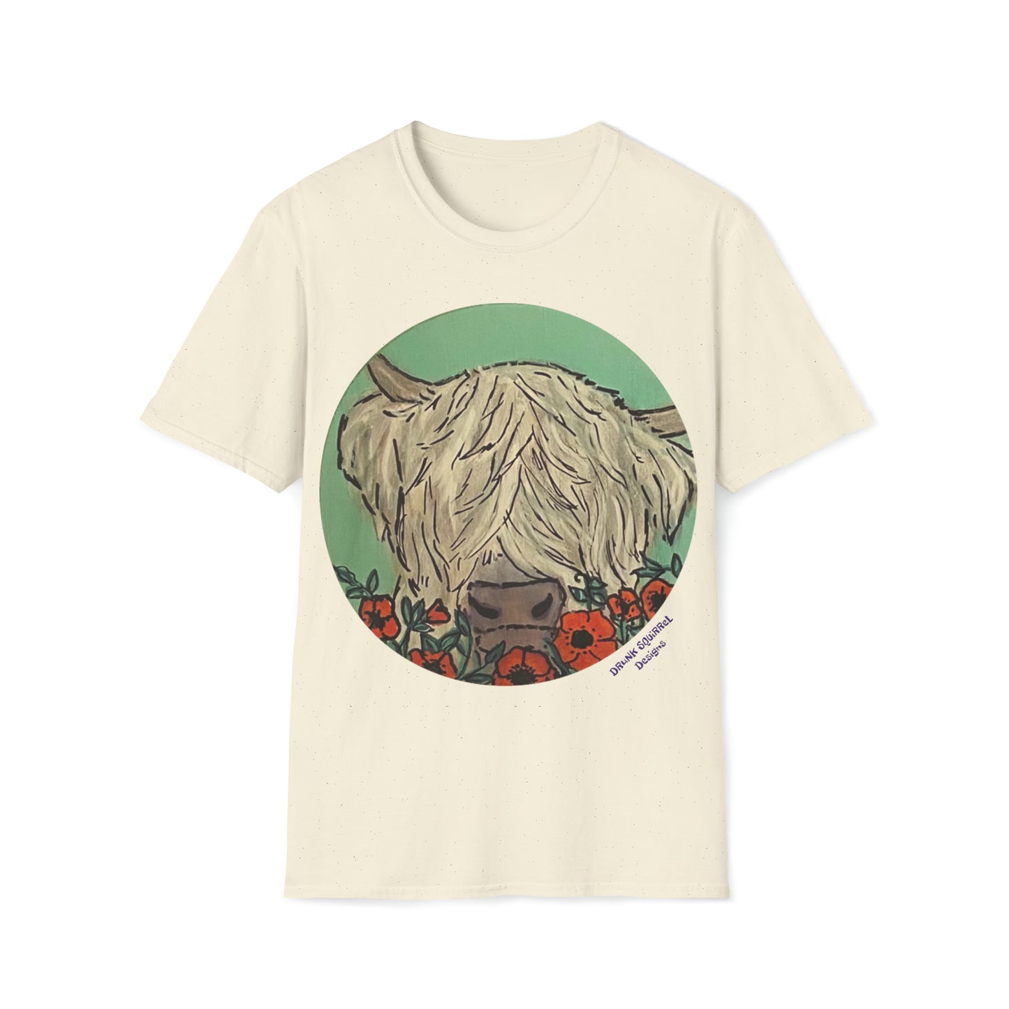 Cow Series Blonde White Red Flower - Unisex Softstyle T-Shirt